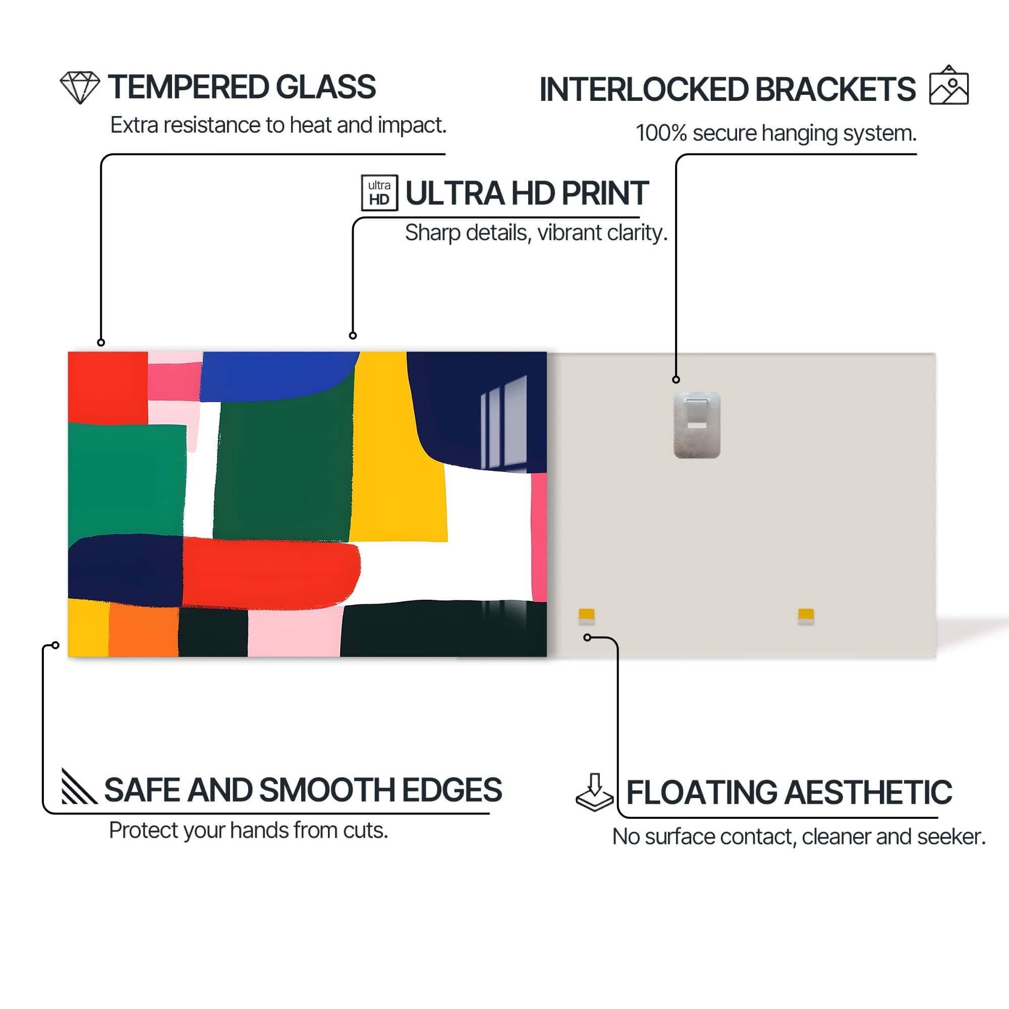 Artronauts Glass Print Colour Patch Harmony - Abstract Tempered Glass Wall Art