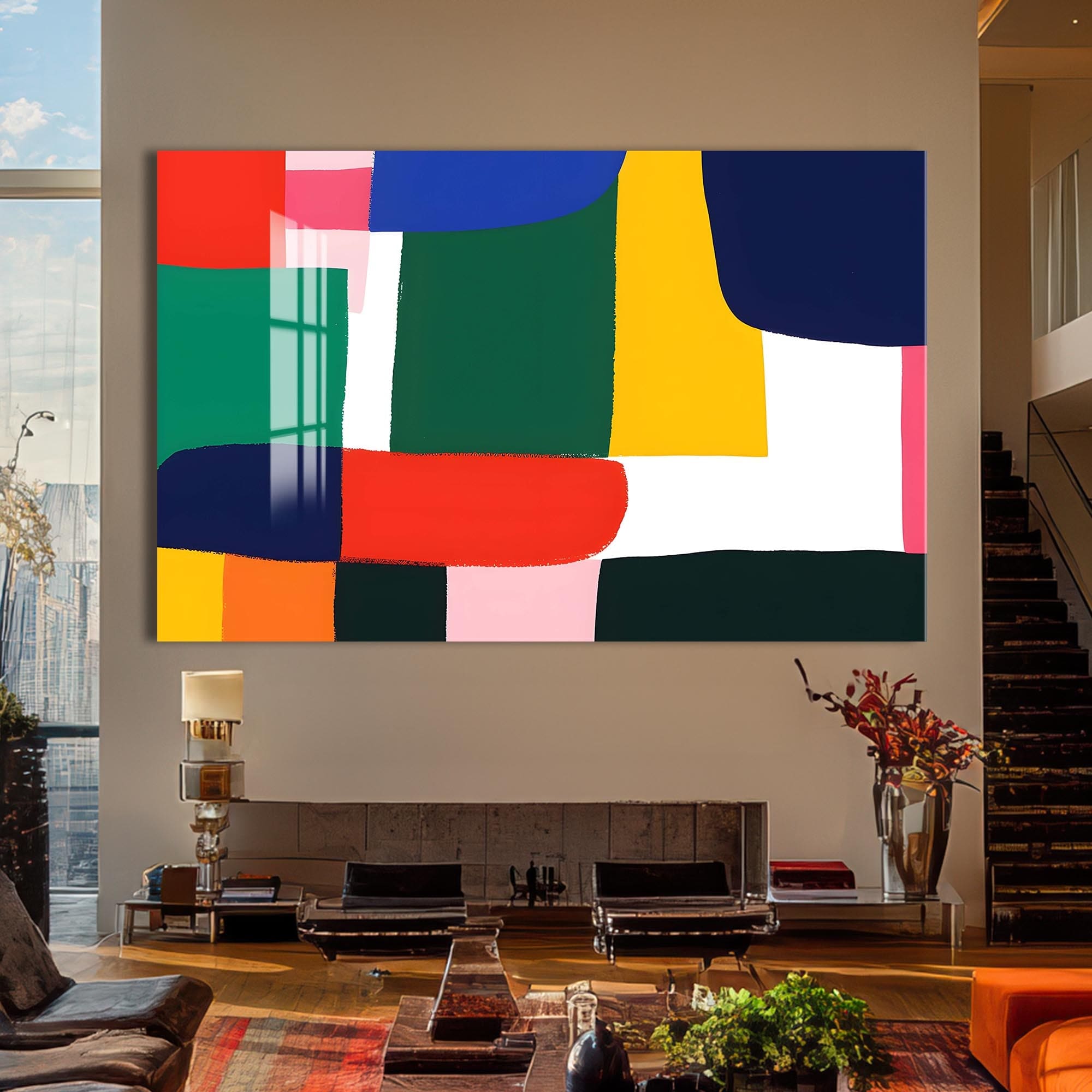 Artronauts Glass Print Colour Patch Harmony - Abstract Tempered Glass Wall Art