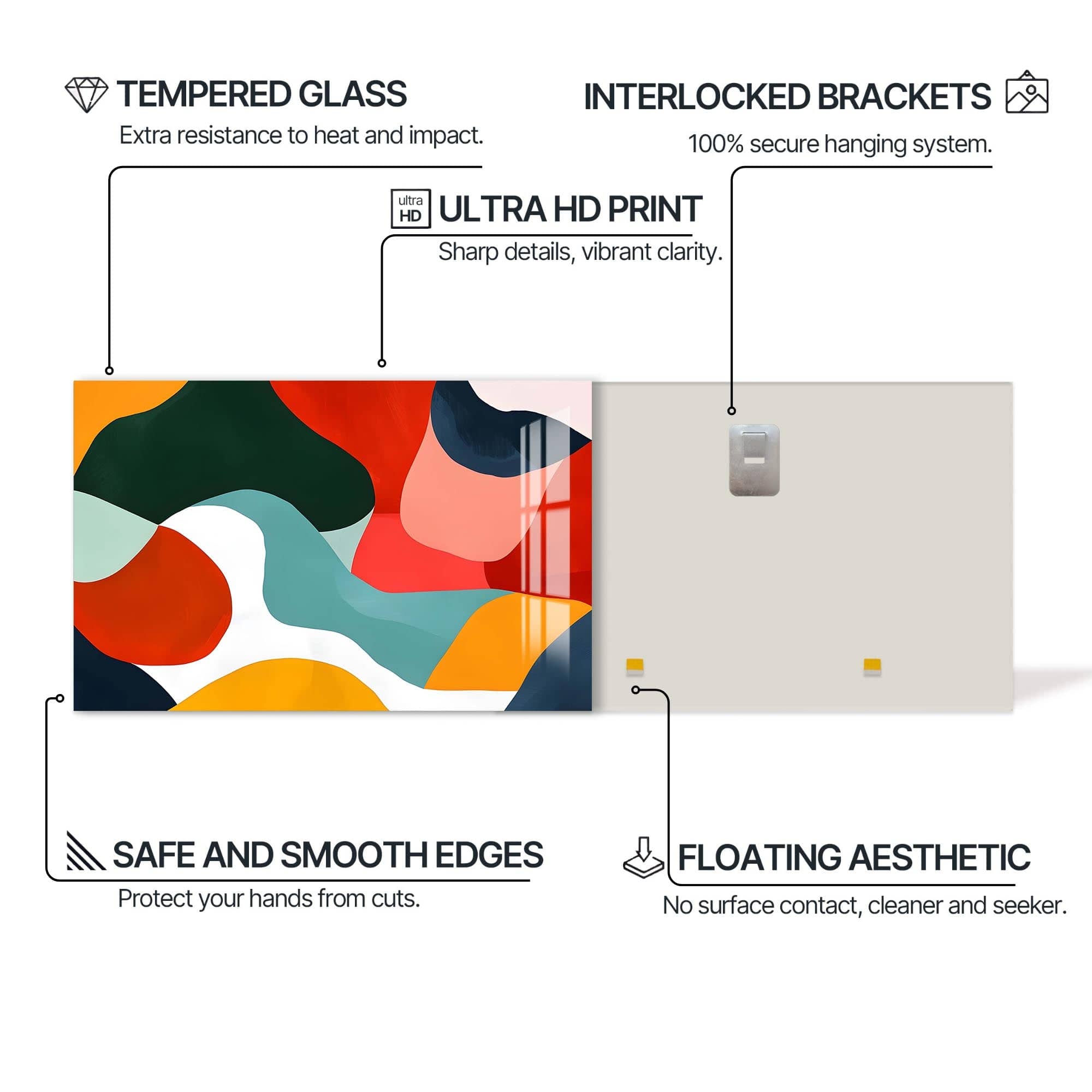 Artronauts Glass Print Flowing Colour Shapes - Abstract Tempered Glass Wall Art