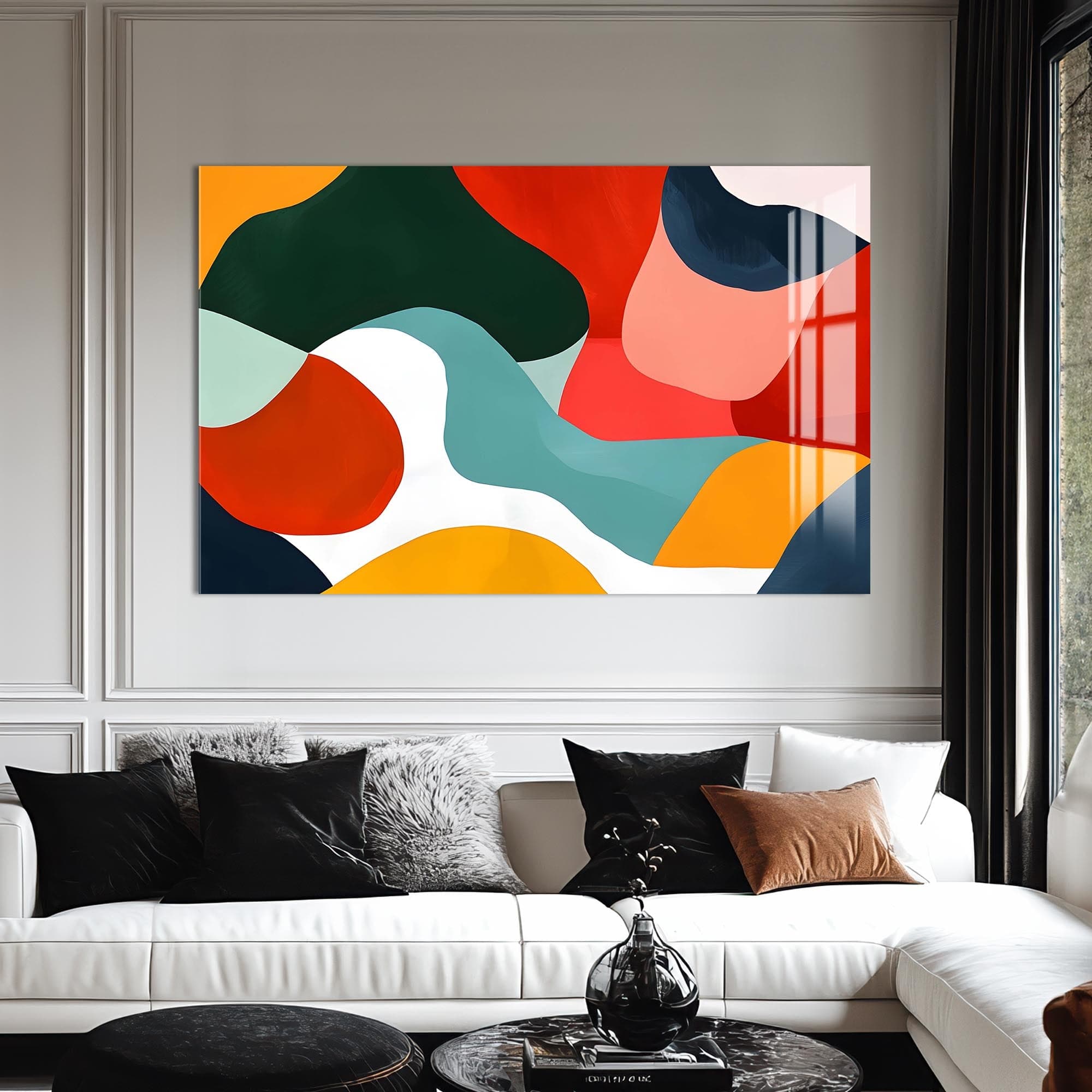 Artronauts Glass Print Flowing Colour Shapes - Abstract Tempered Glass Wall Art