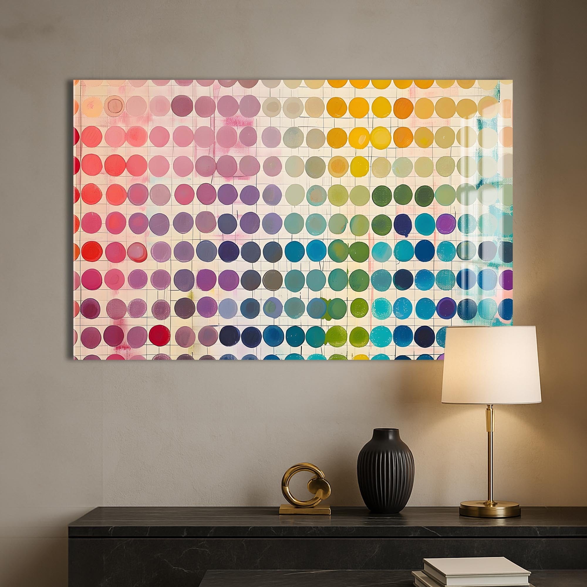 Artronauts Glass Print Pastel Dot Spectrum - Abstract Tempered Glass Wall Art