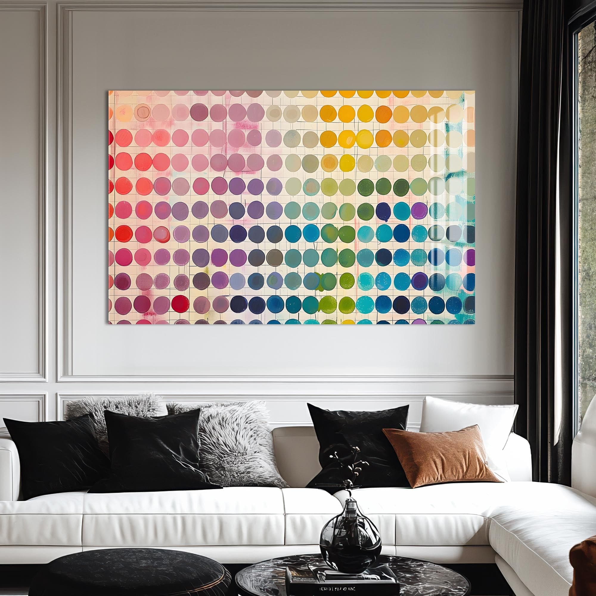 Artronauts Glass Print Pastel Dot Spectrum - Abstract Tempered Glass Wall Art