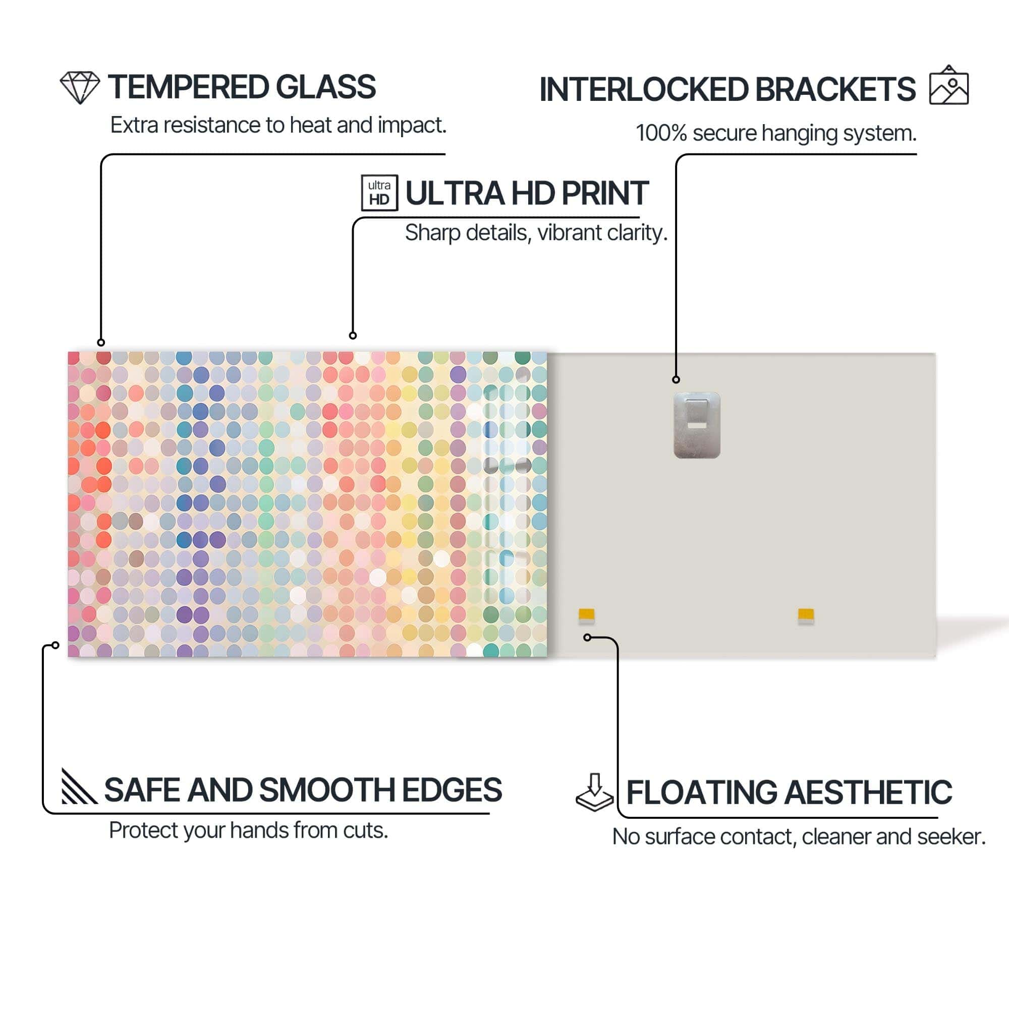 Artronauts Glass Print Light Pastel Mosaic - Abstract Tempered Glass Wall Art