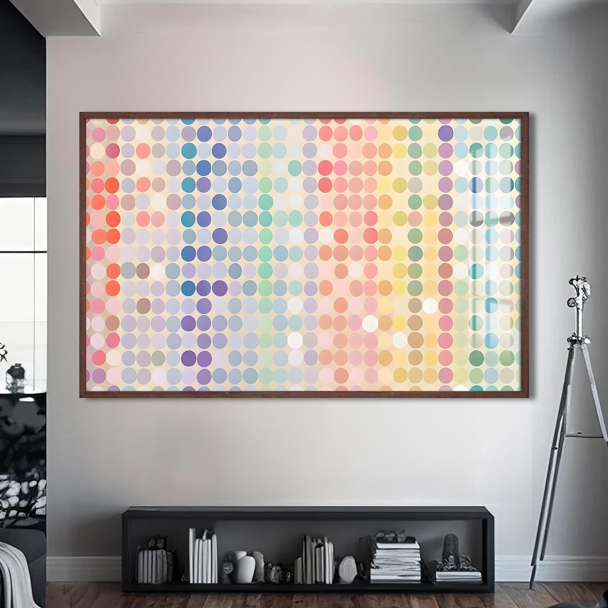 Artronauts Glass Print S | 72x46 cm | 28.3"x18.1" / Walnut Light Pastel Mosaic - Abstract Tempered Glass Wall Art