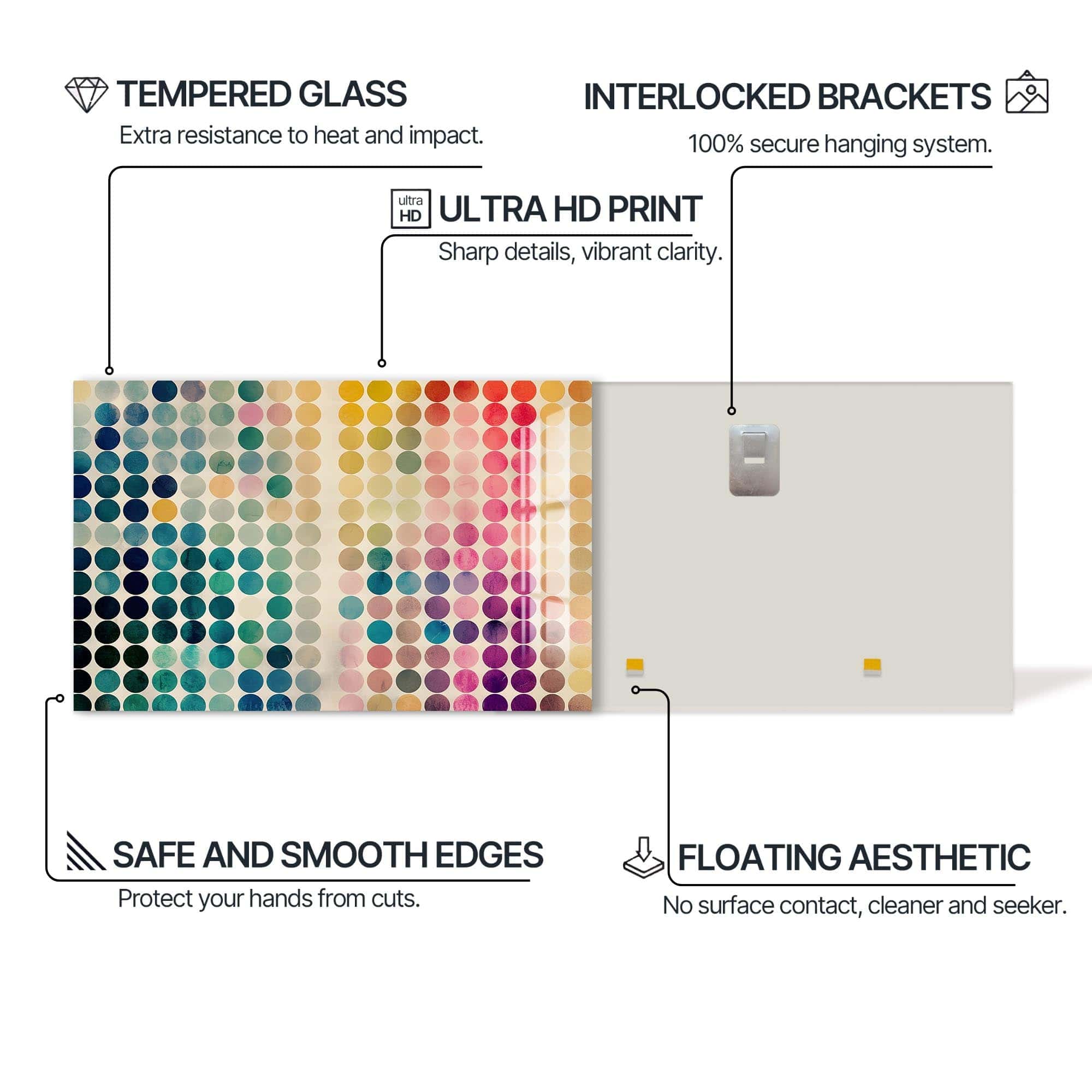 Artronauts Glass Print Deep Tone Dot Matrix - Abstract Tempered Glass Wall Art