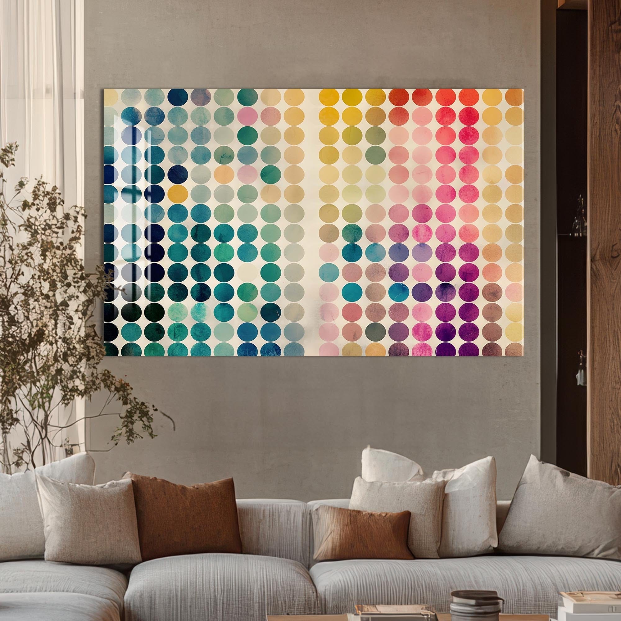 Artronauts Glass Print Deep Tone Dot Matrix - Abstract Tempered Glass Wall Art