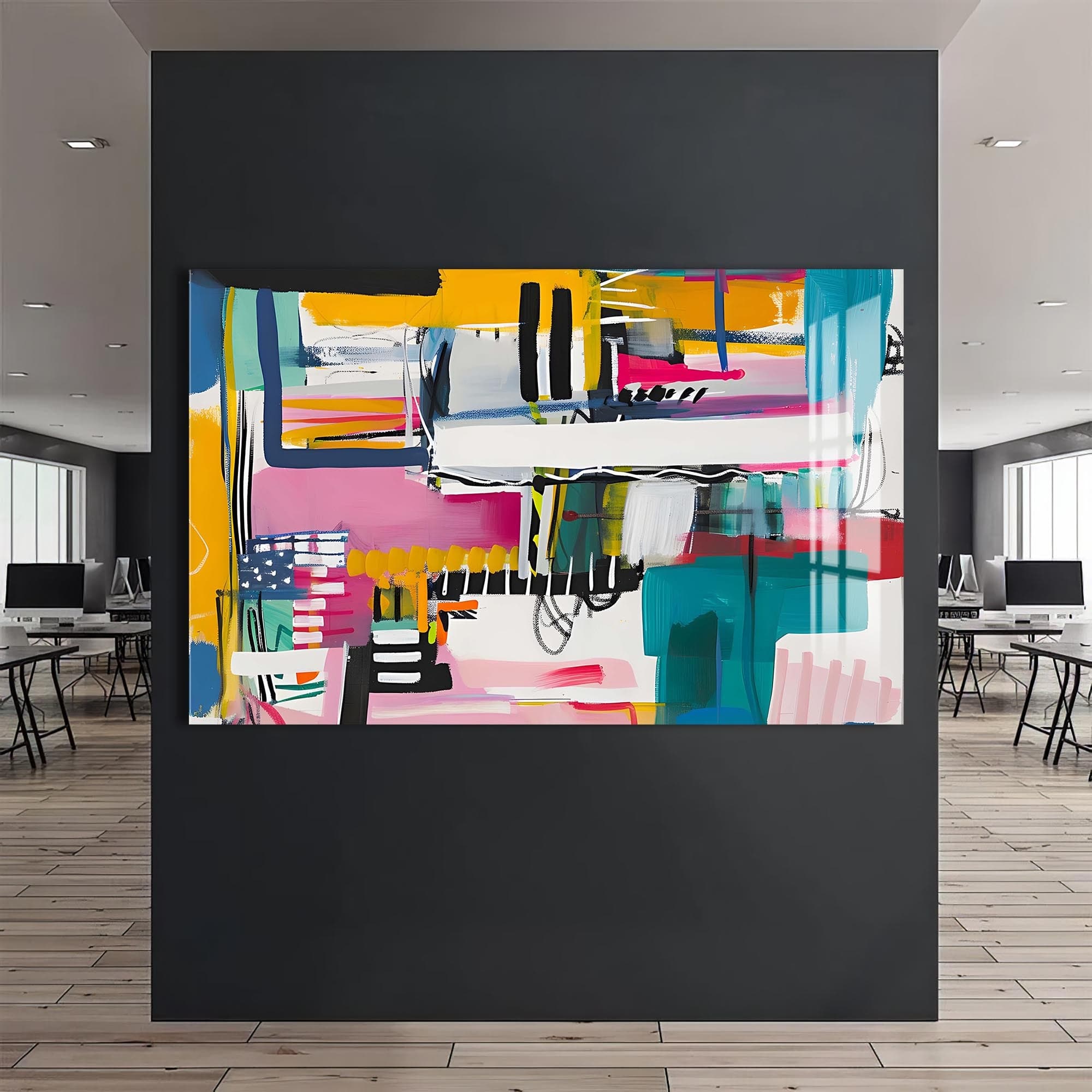 Artronauts Glass Print Energetic Urban Mix - Abstract Tempered Glass Wall Art