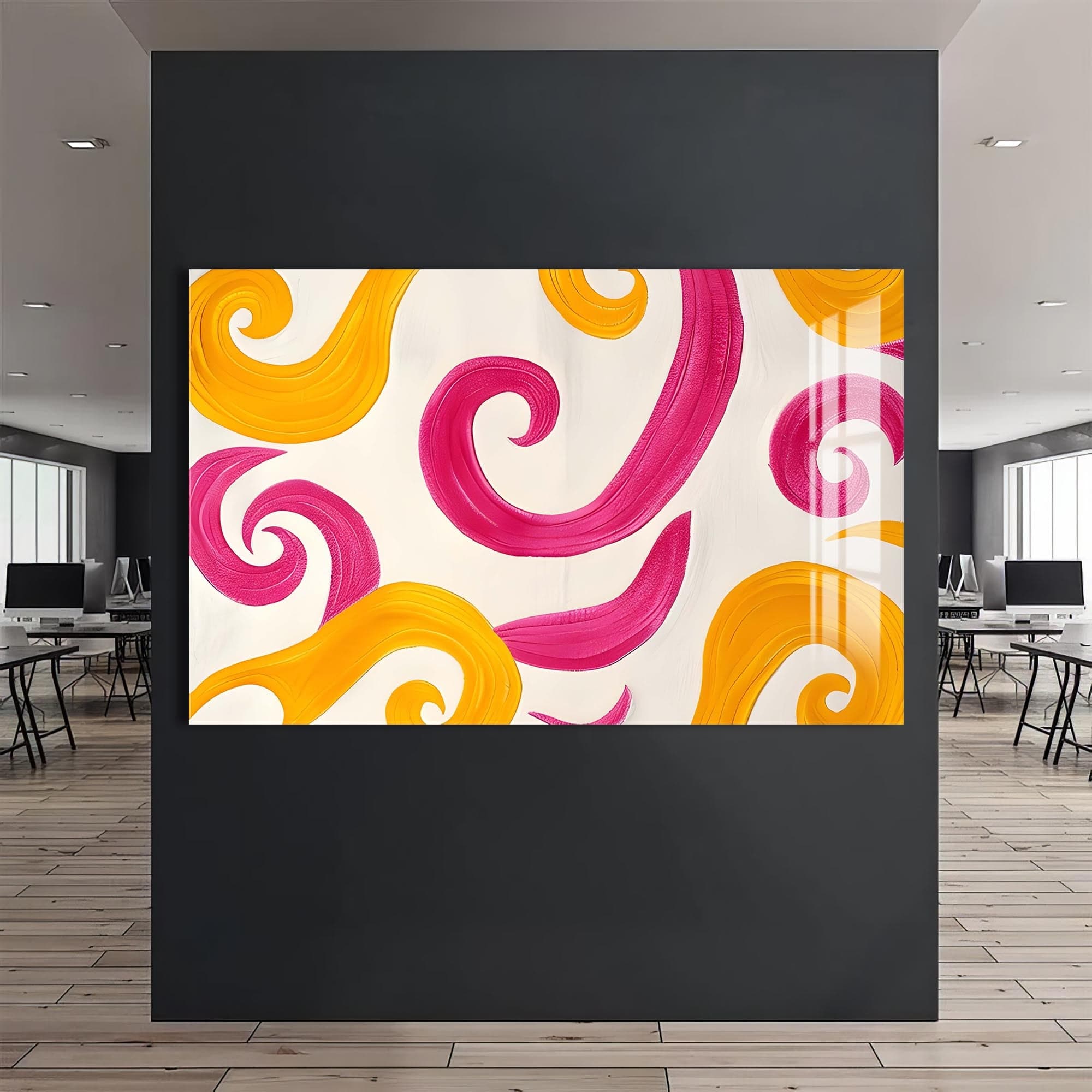 Artronauts Glass Print Playful Swirl Breeze - Abstract Tempered Glass Wall Art