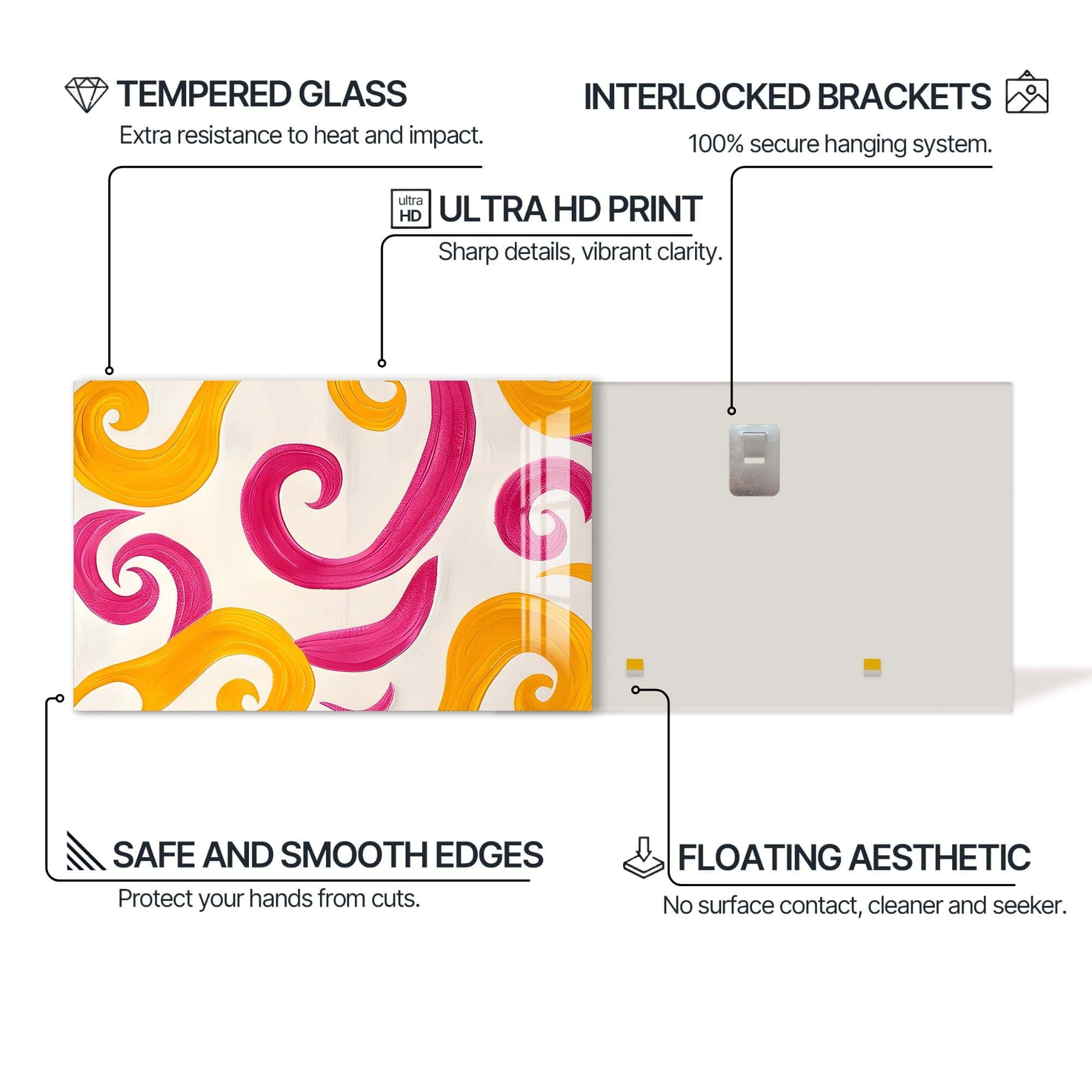 Artronauts Glass Print Playful Swirl Breeze - Abstract Tempered Glass Wall Art