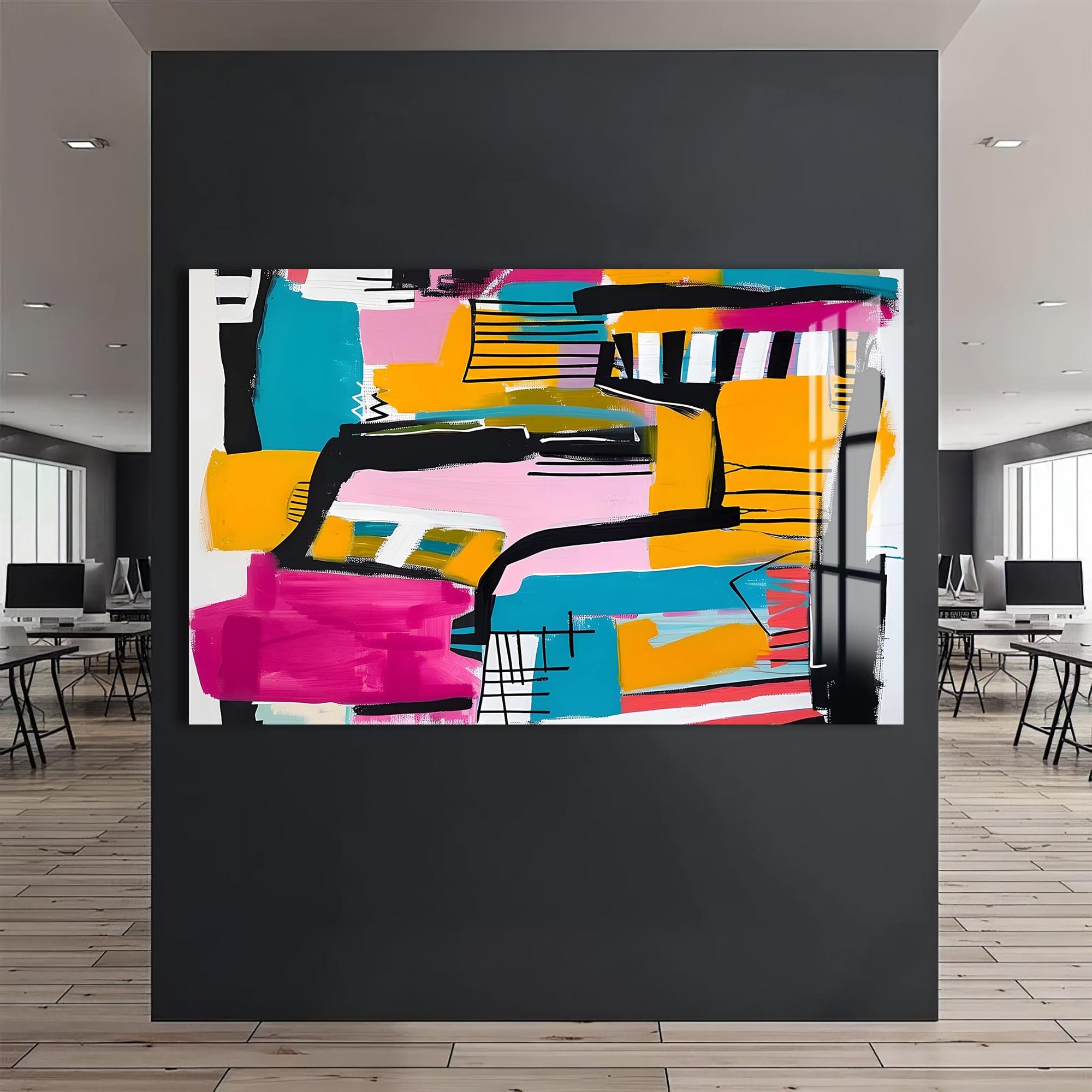Artronauts Glass Print Vibrant Urban Blocks - Abstract Tempered Glass Wall Art