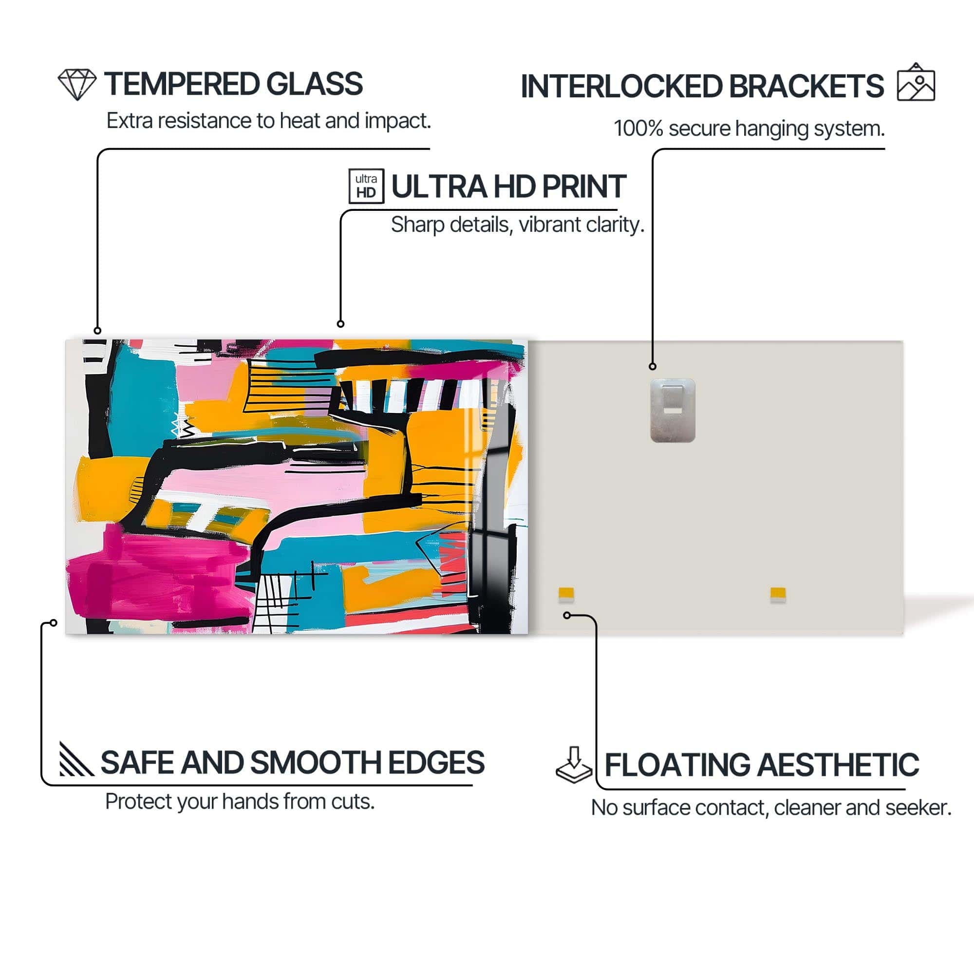 Artronauts Glass Print Vibrant Urban Blocks - Abstract Tempered Glass Wall Art