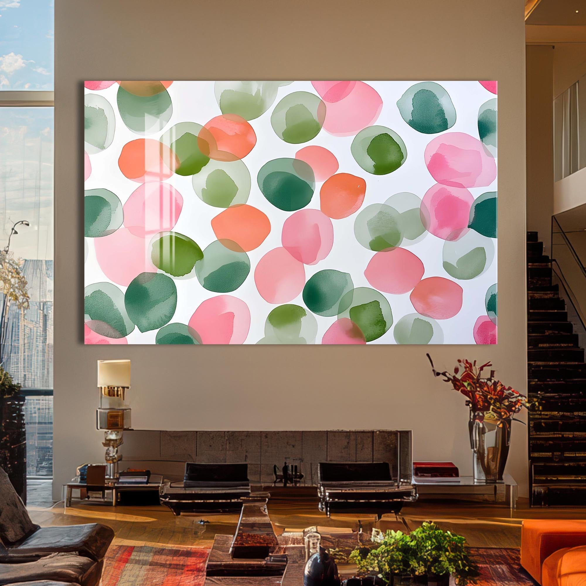Artronauts Glass Print Soft Watercolour Circles - Abstract Tempered Glass Wall Art
