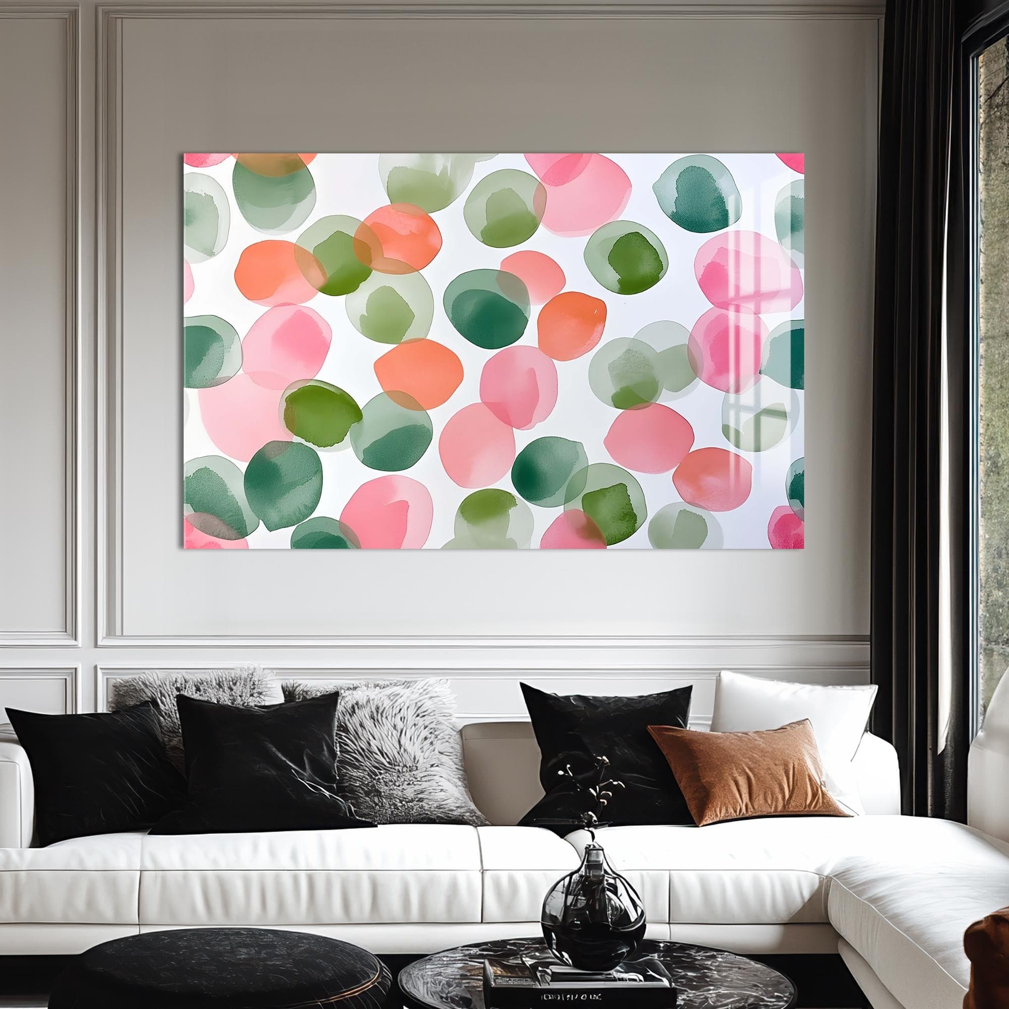 Artronauts Glass Print Soft Watercolour Circles - Abstract Tempered Glass Wall Art