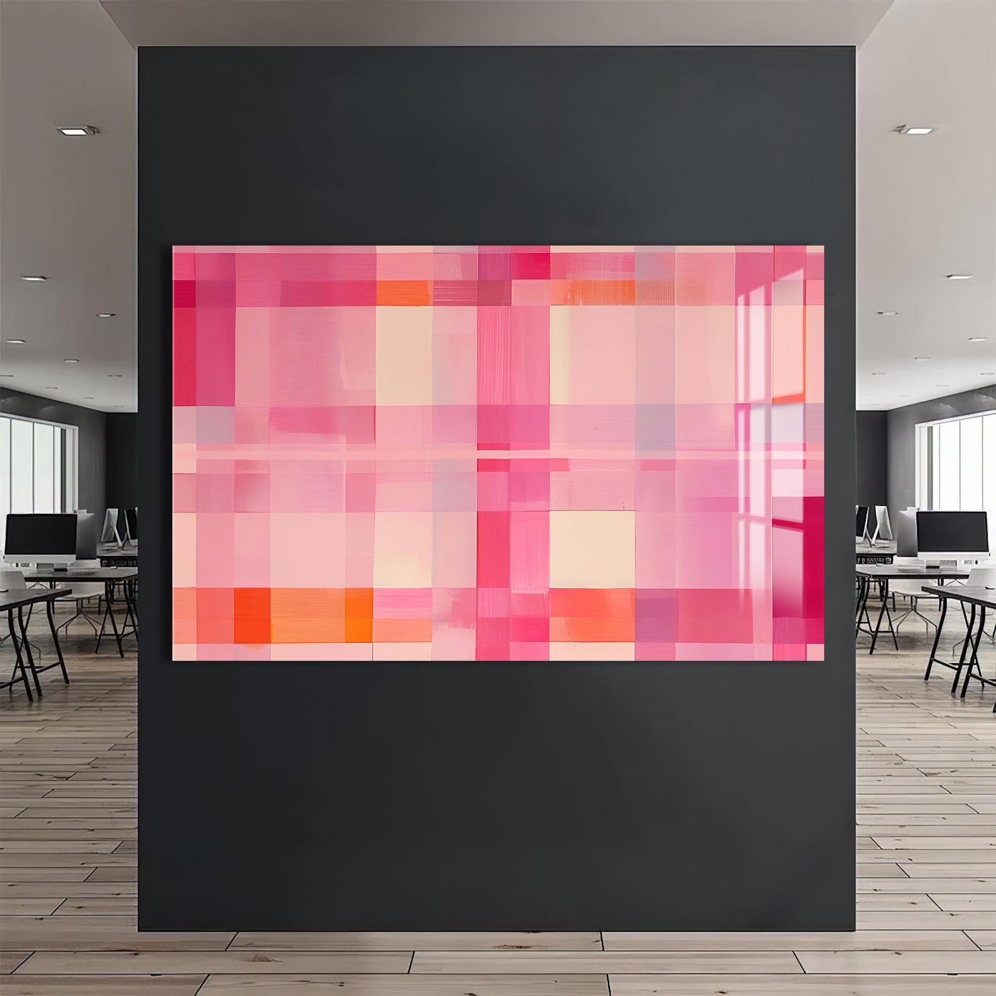 Artronauts Glass Print Blush Grid Radiance - Abstract Tempered Glass Wall Art