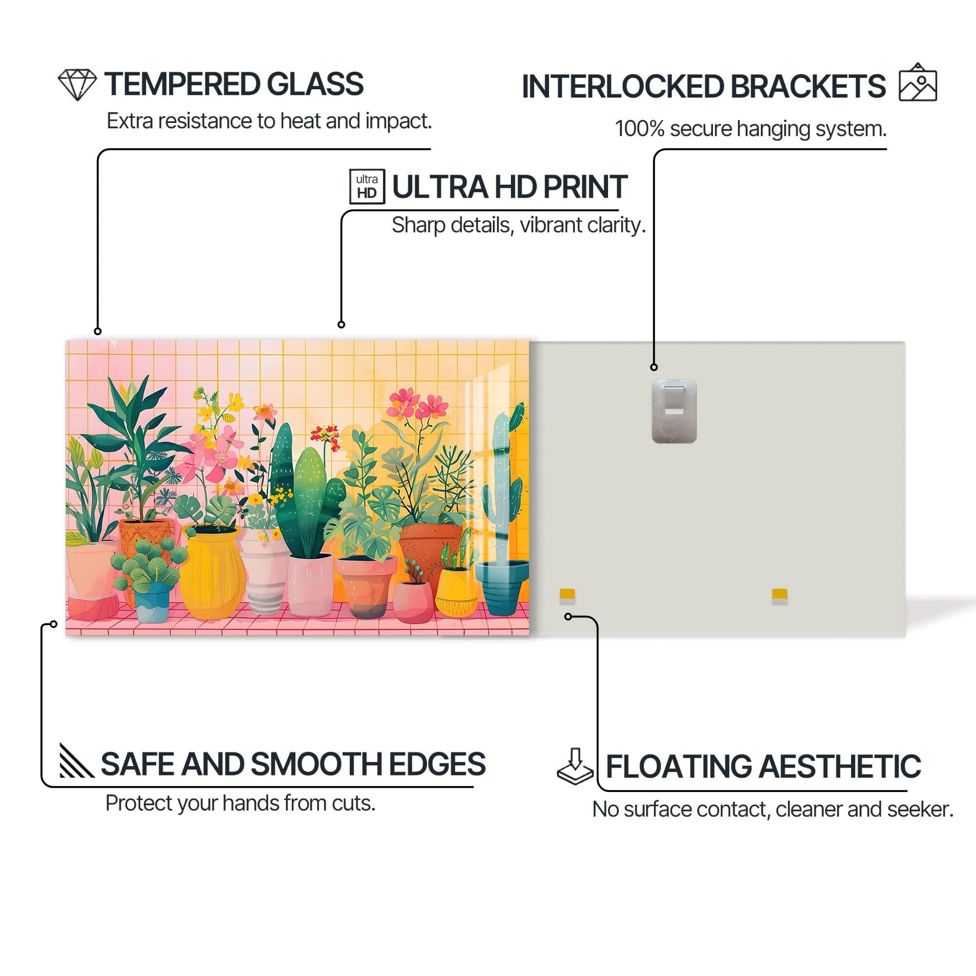 Artronauts Glass Print Botanical Pastel Garden - Abstract Tempered Glass Wall Art