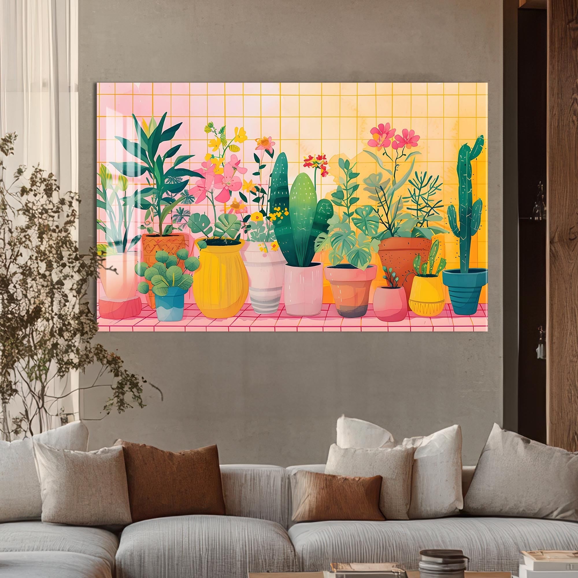 Artronauts Glass Print Botanical Pastel Garden - Abstract Tempered Glass Wall Art