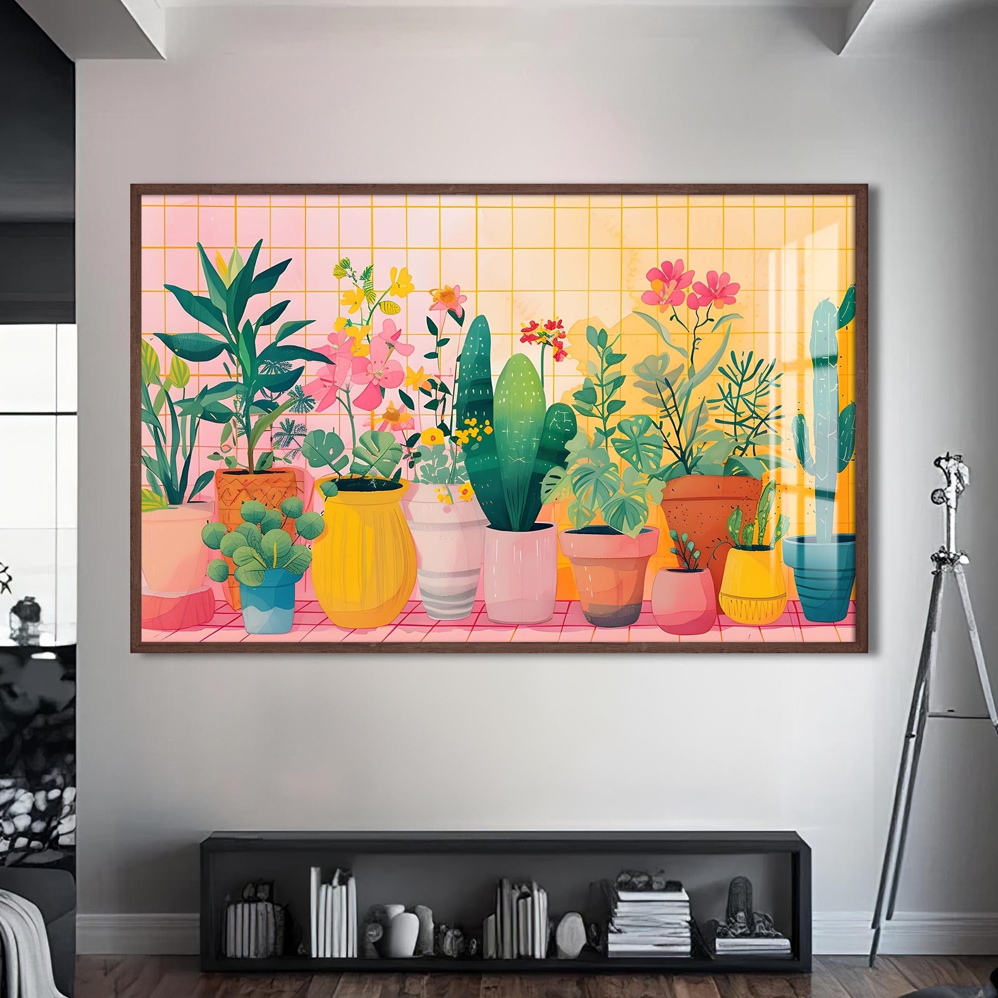 Artronauts Glass Print S | 72x46 cm | 28.3"x18.1" / Walnut Botanical Pastel Garden - Abstract Tempered Glass Wall Art