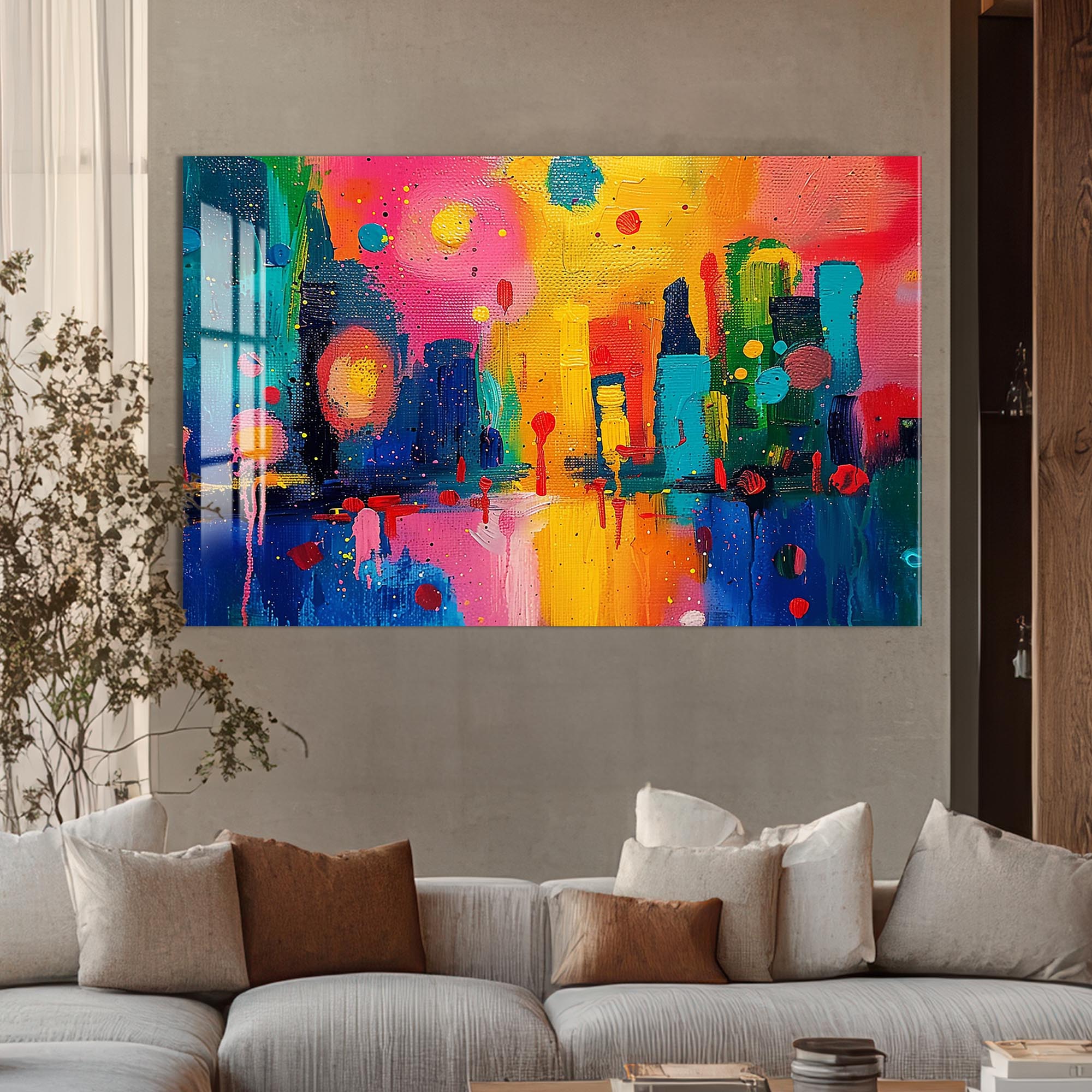 Artronauts Glass Print Skyline Glow Fusion - Abstract Tempered Glass Wall Art