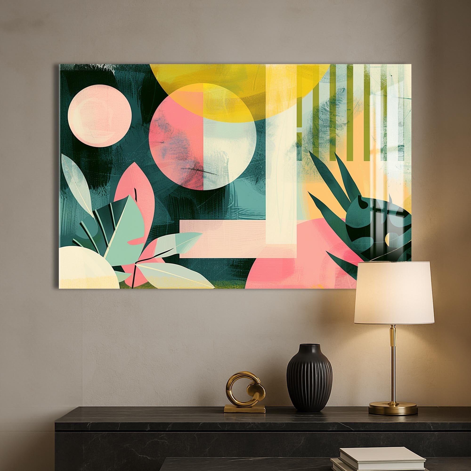 Artronauts Glass Print Tropical Geo Shapes - Abstract Tempered Glass Wall Art