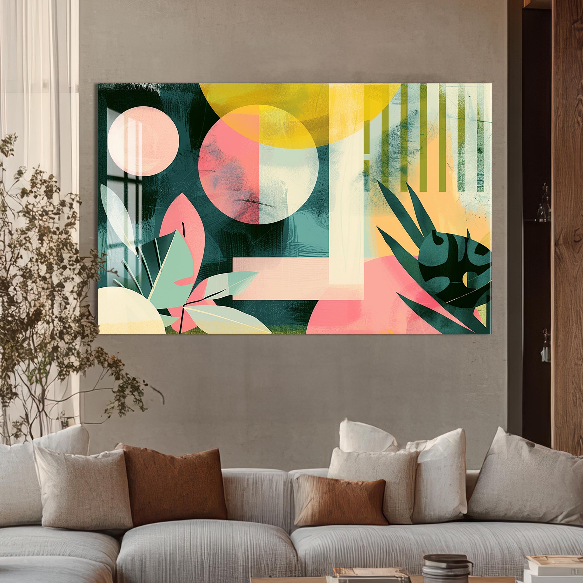 Artronauts Glass Print Tropical Geo Shapes - Abstract Tempered Glass Wall Art