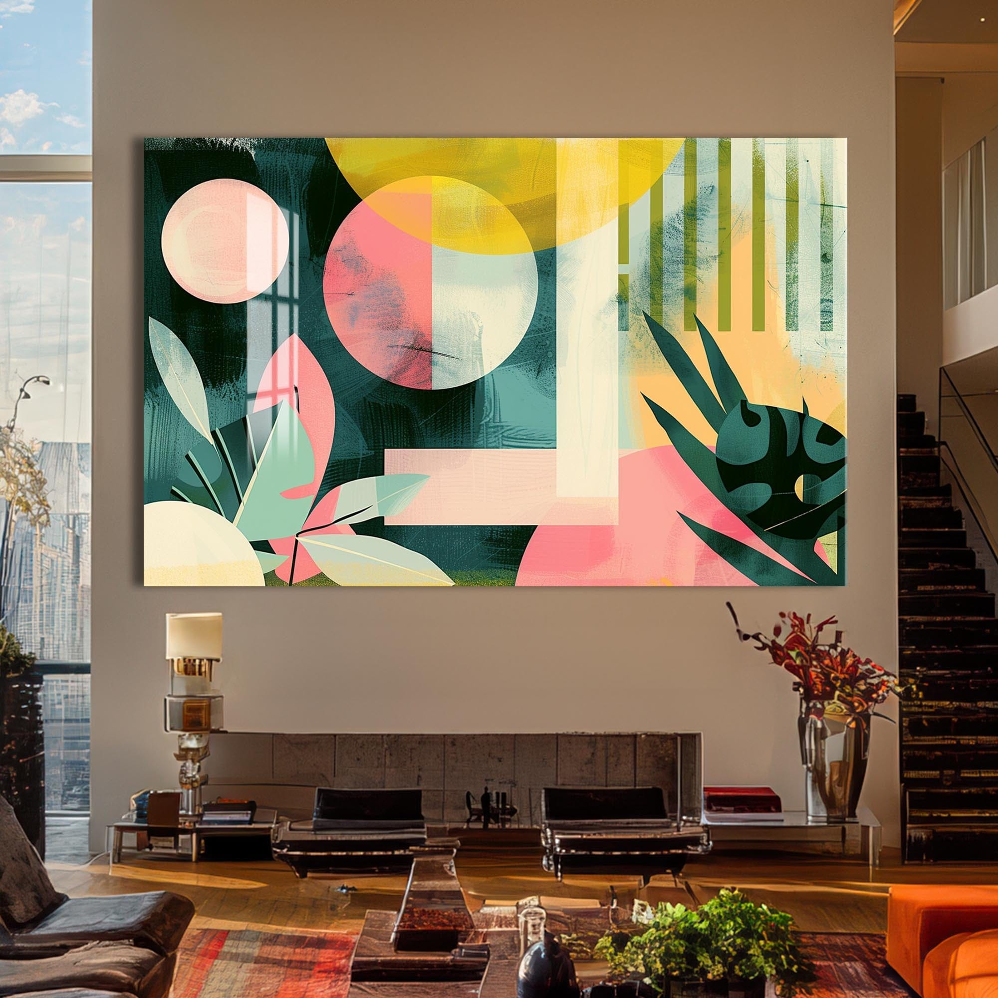 Artronauts Glass Print Tropical Geo Shapes - Abstract Tempered Glass Wall Art