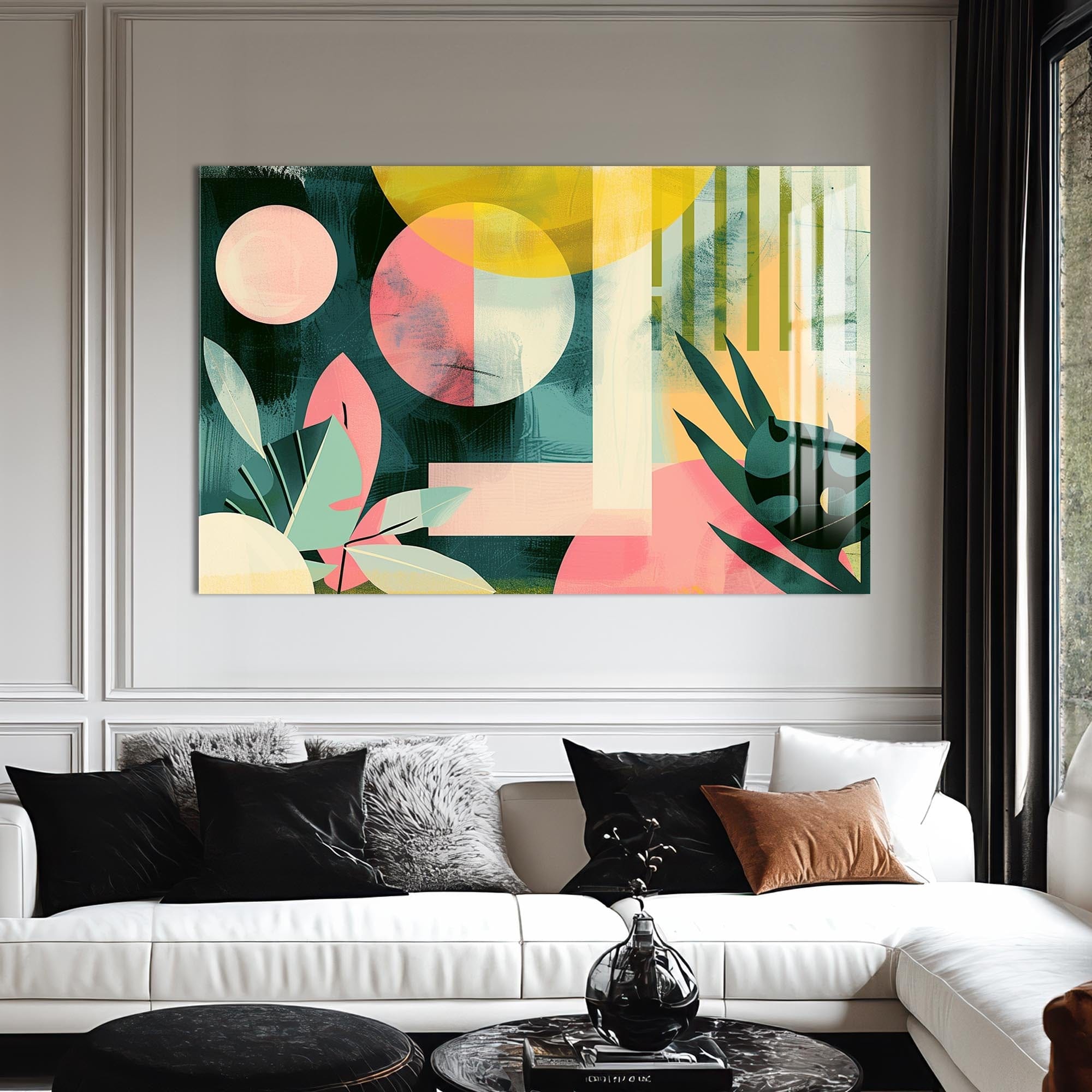 Artronauts Glass Print Tropical Geo Shapes - Abstract Tempered Glass Wall Art