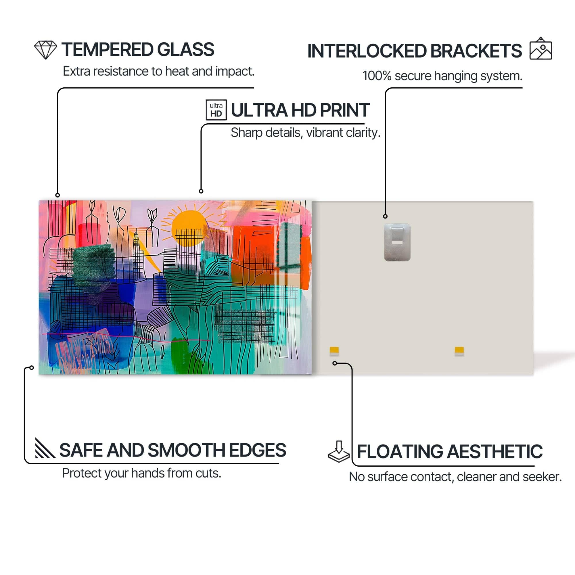 Artronauts Glass Print Sunlit City Lines – Abstract Tempered Glass Wall Art