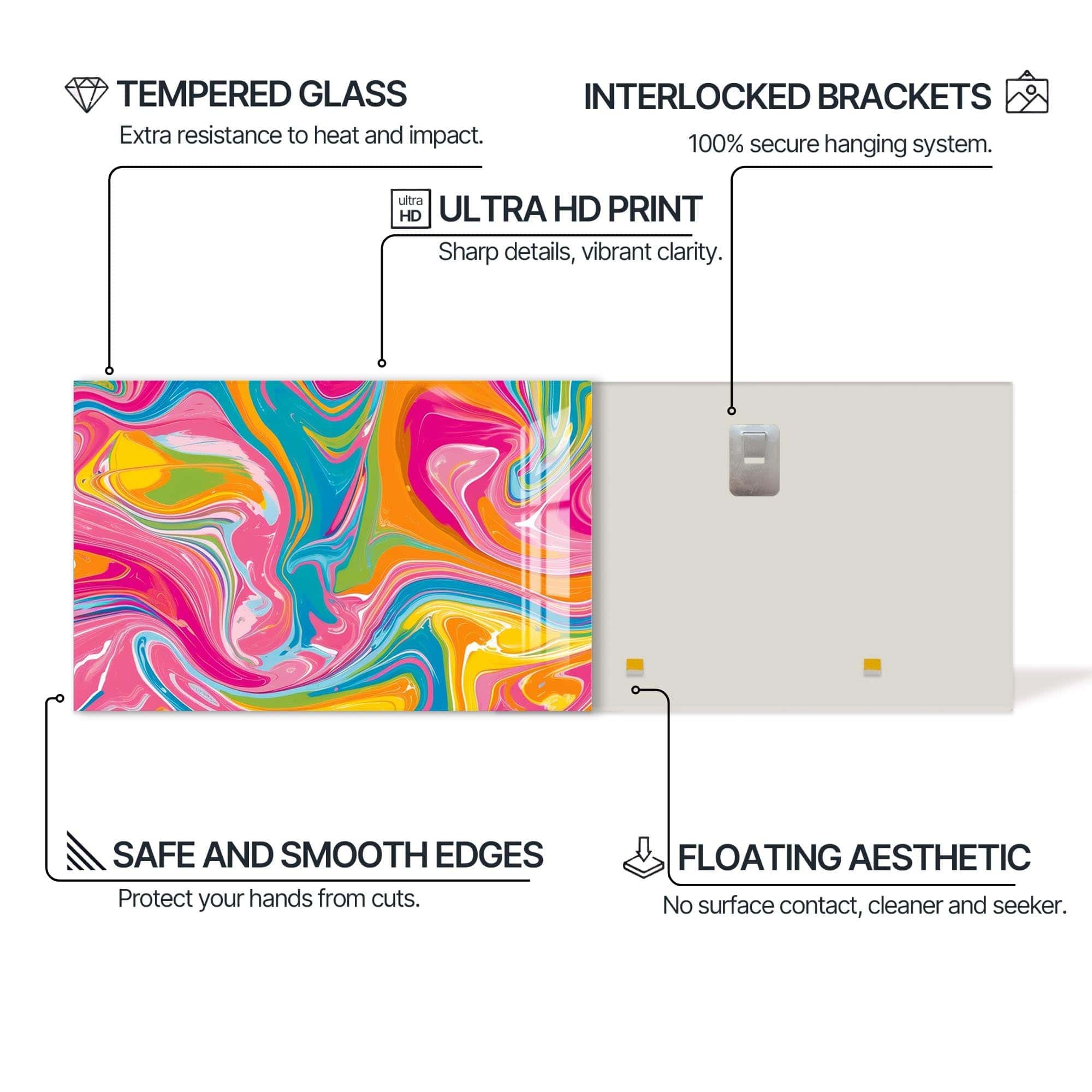 Artronauts Glass Print Vivid Swirl Harmony – Abstract Tempered Glass Wall Art