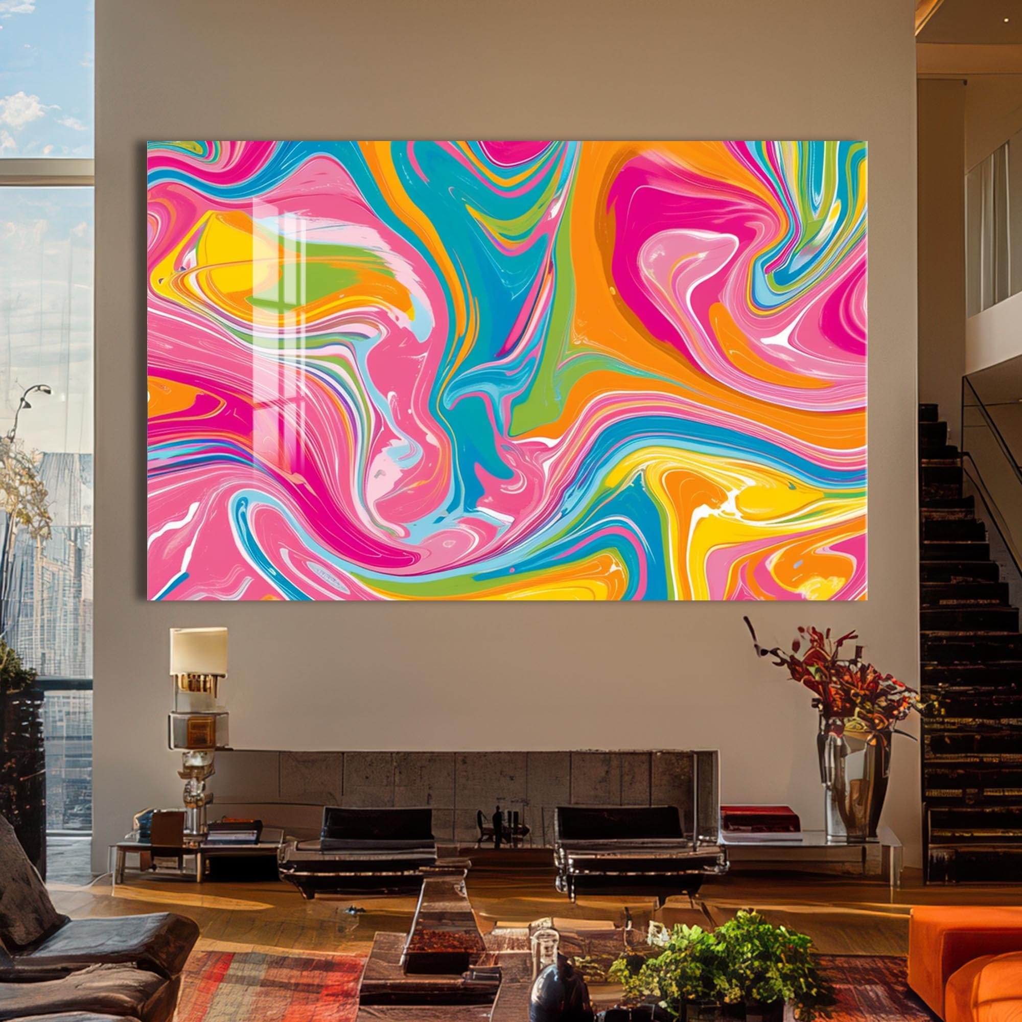 Artronauts Glass Print Vivid Swirl Harmony – Abstract Tempered Glass Wall Art