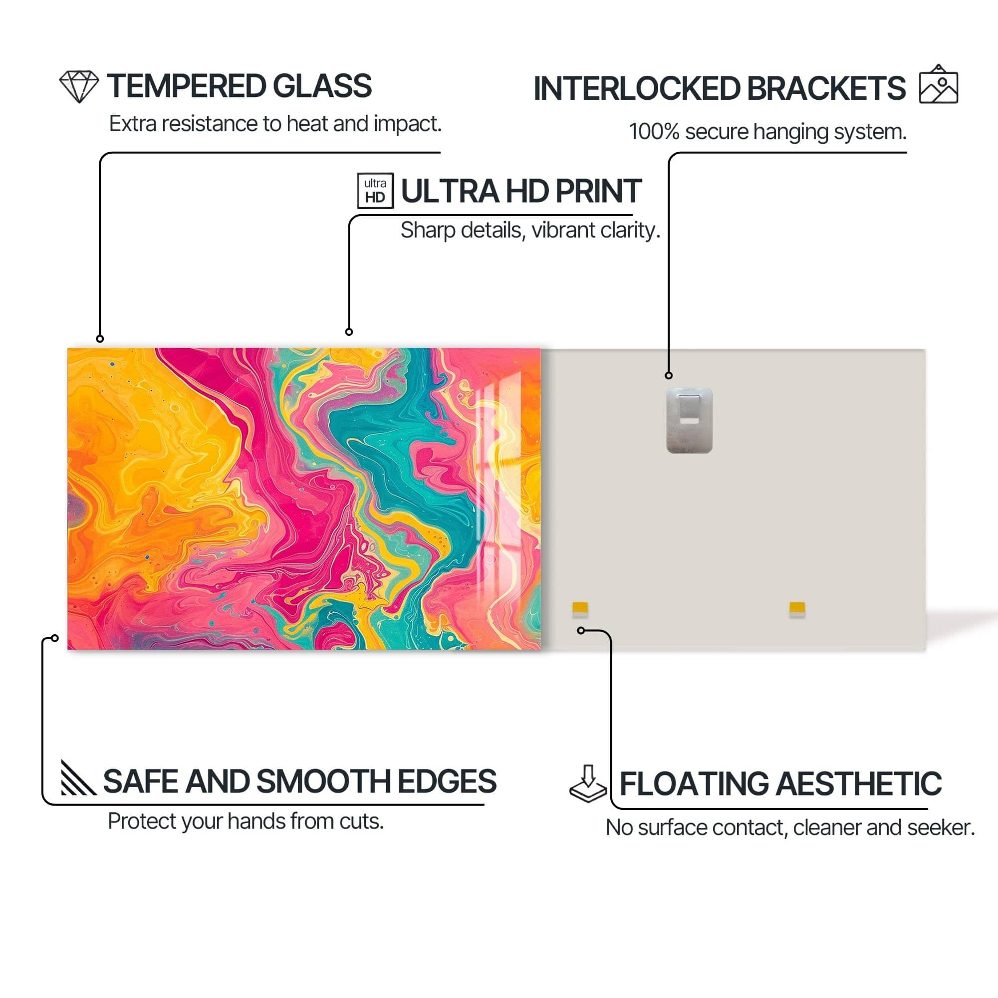 Artronauts Glass Print Candy Wave Motion – Abstract Tempered Glass Wall Art