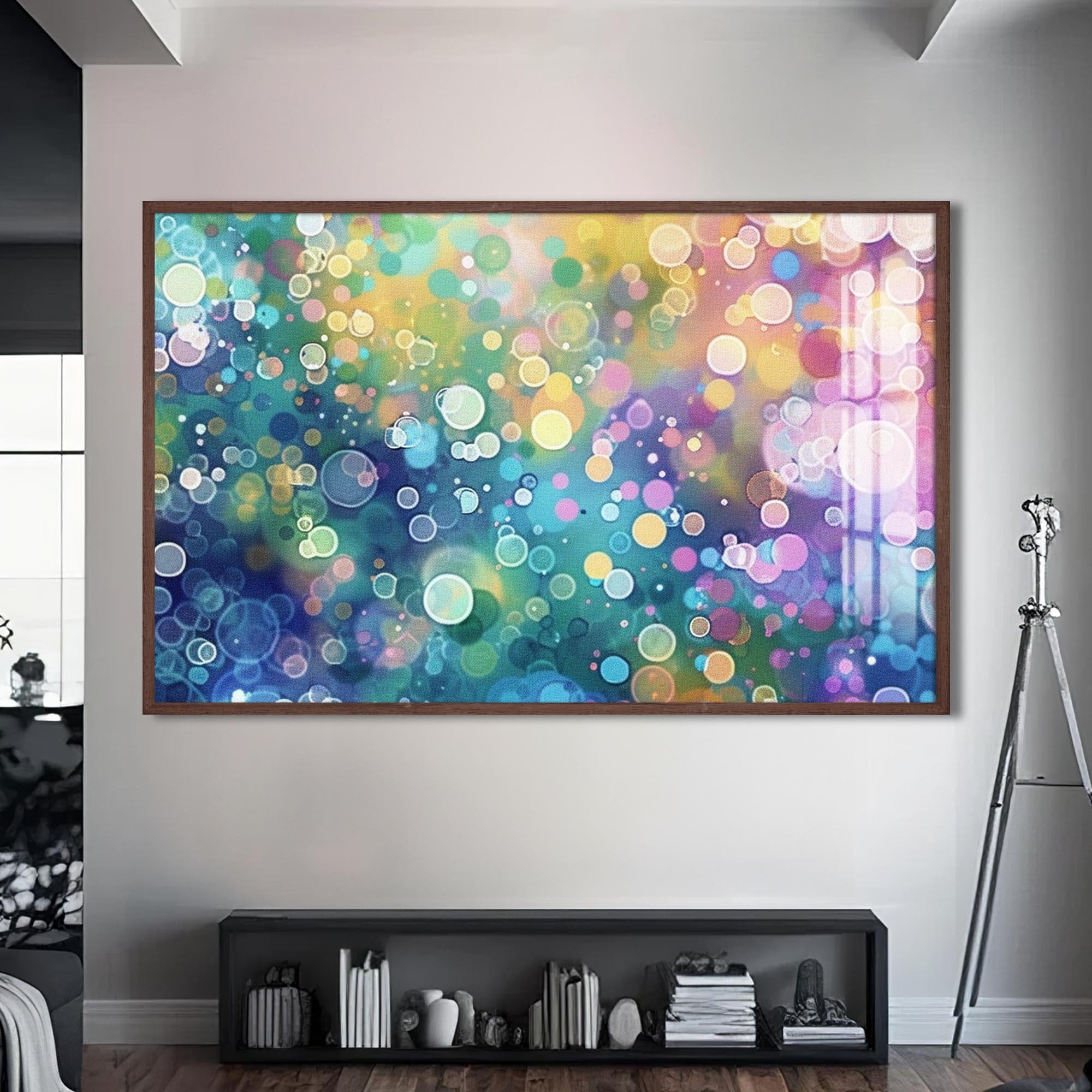 Artronauts Glass Print S | 72x46 cm | 28.3"x18.1" / Walnut Bubble Dreamscape – Abstract Tempered Glass Wall Art