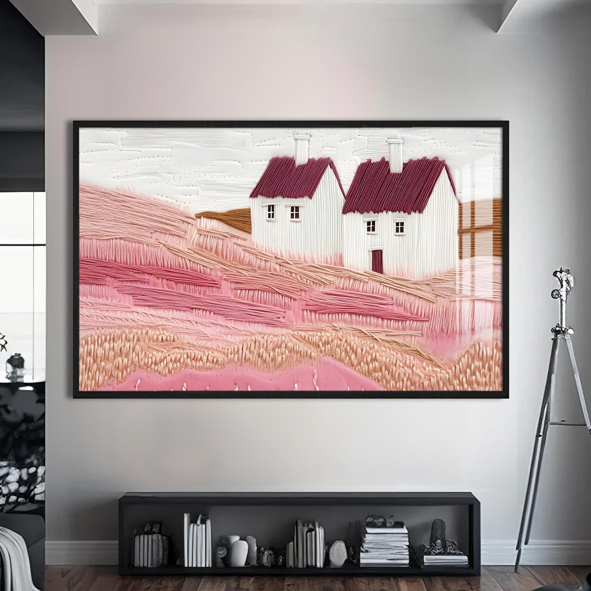 Artronauts Glass Print S | 72x46 cm | 28.3"x18.1" / Black Countryside Whispers – Abstract Tempered Glass Wall Art