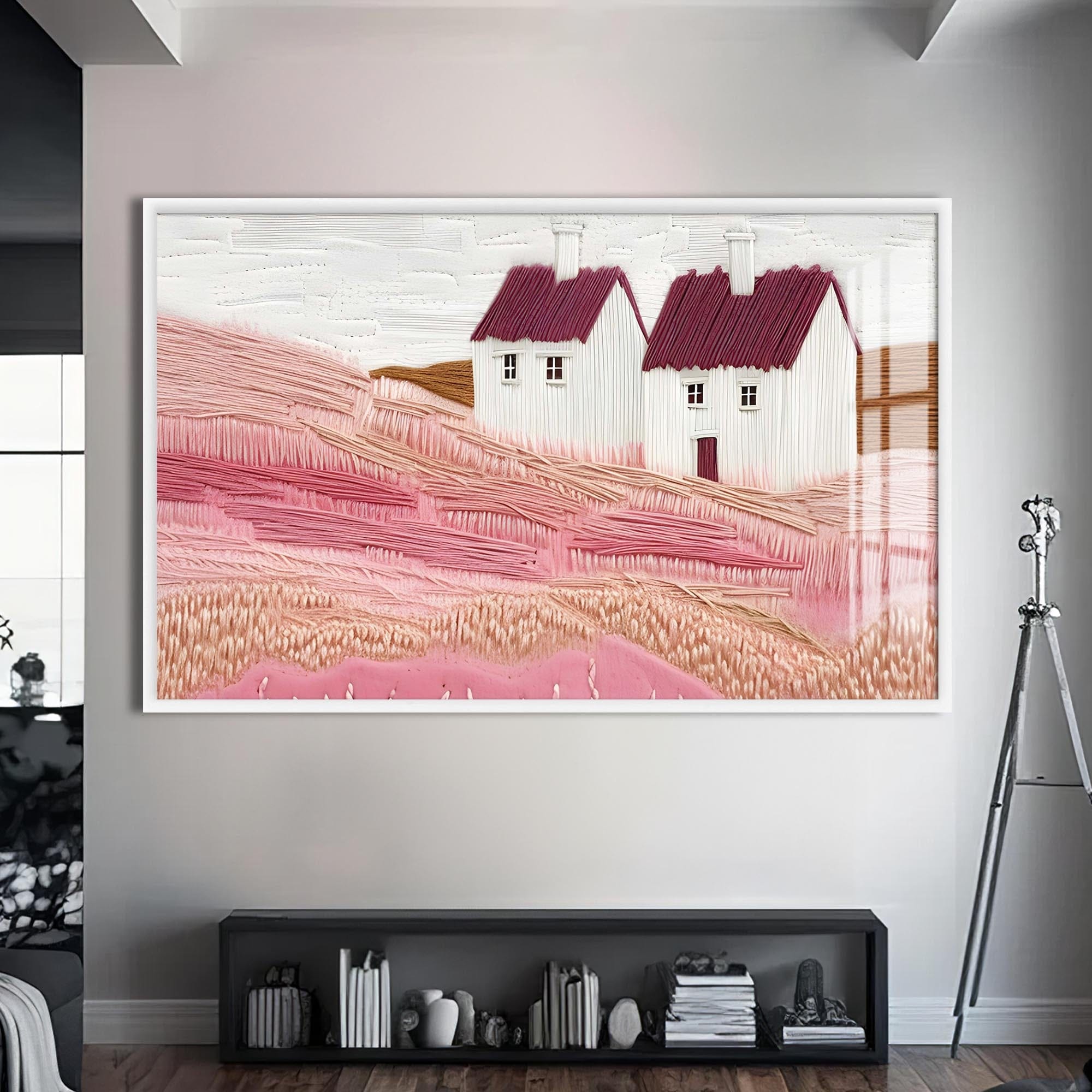 Artronauts Glass Print S | 72x46 cm | 28.3"x18.1" / White Countryside Whispers – Abstract Tempered Glass Wall Art