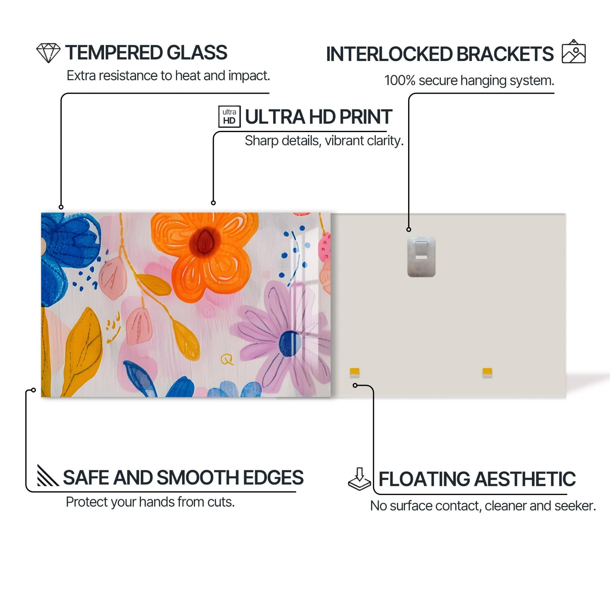 Artronauts Glass Print Floral Joy – Abstract Tempered Glass Wall Art