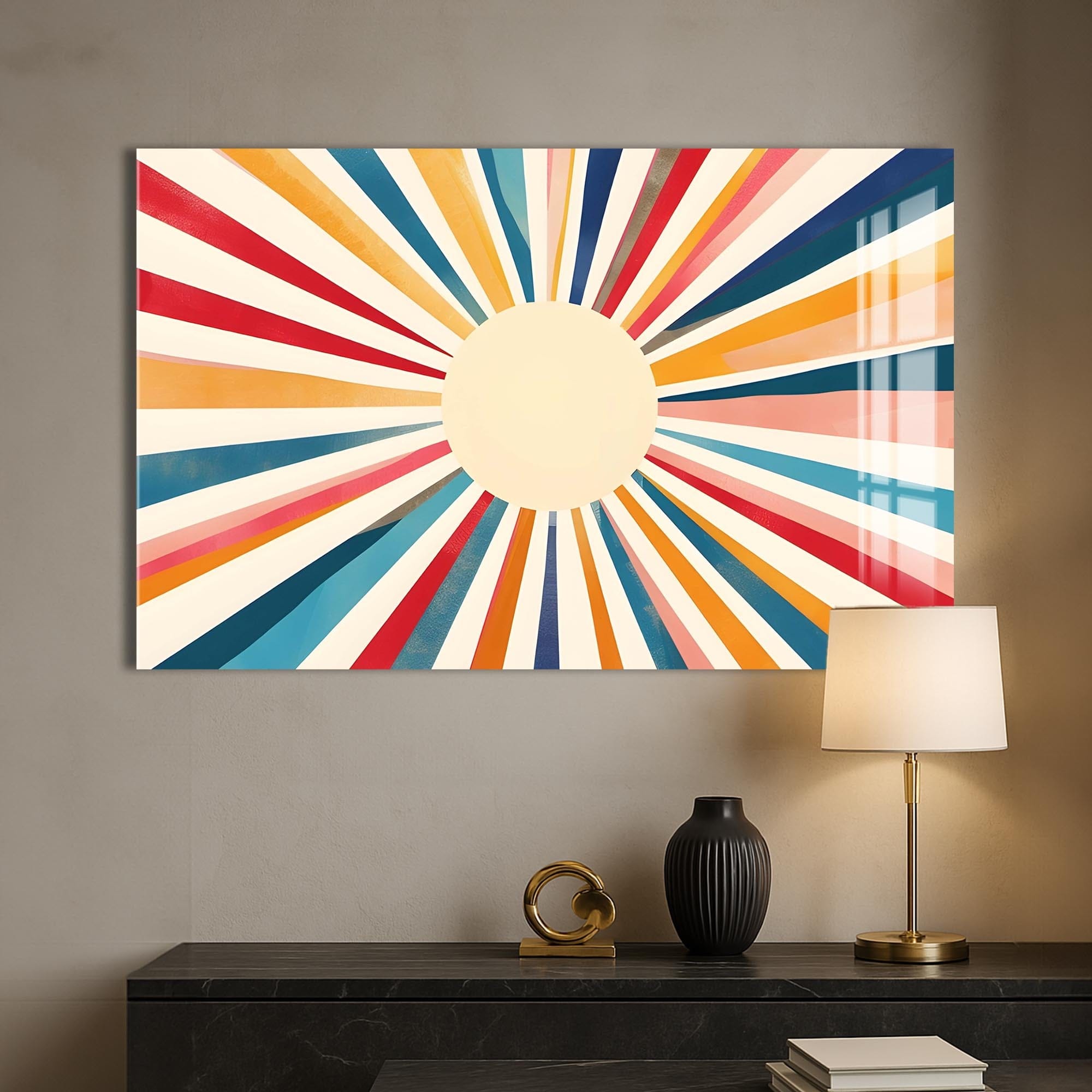 Artronauts Glass Print Soft Sunburst Pastel- Abstract Tempered Glass Wall Art