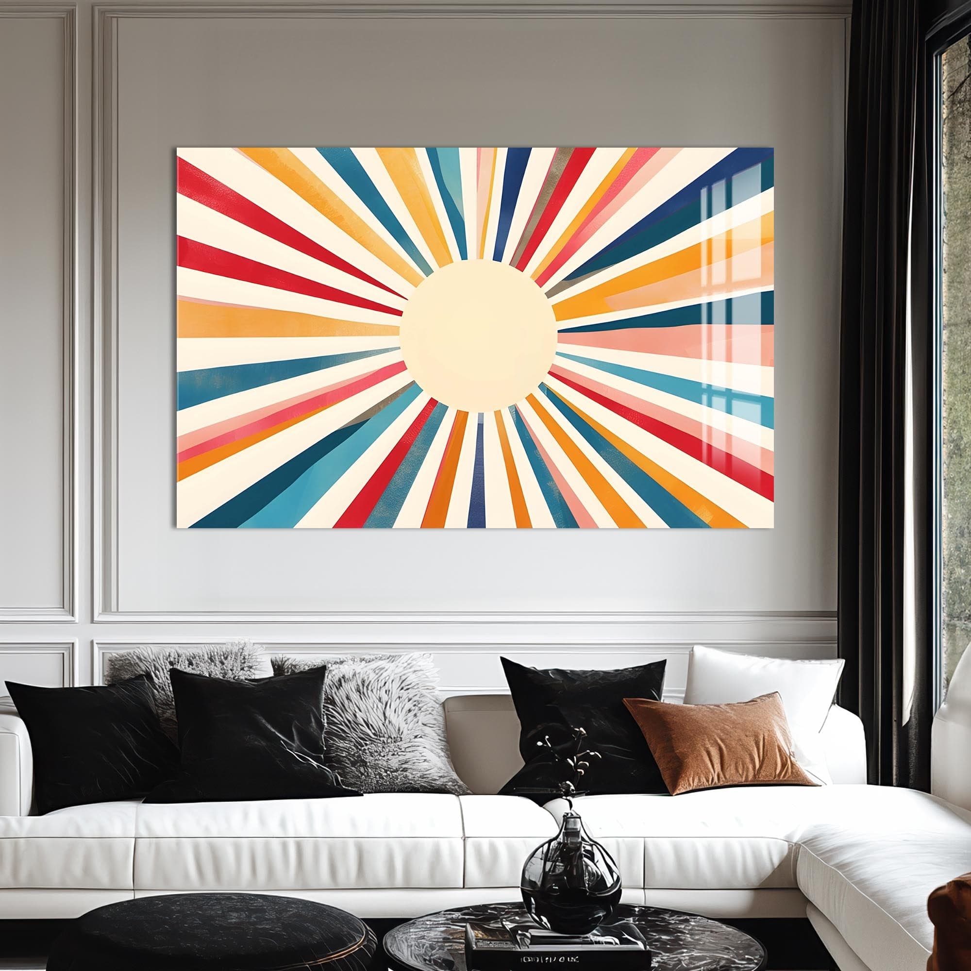 Artronauts Glass Print Soft Sunburst Pastel- Abstract Tempered Glass Wall Art