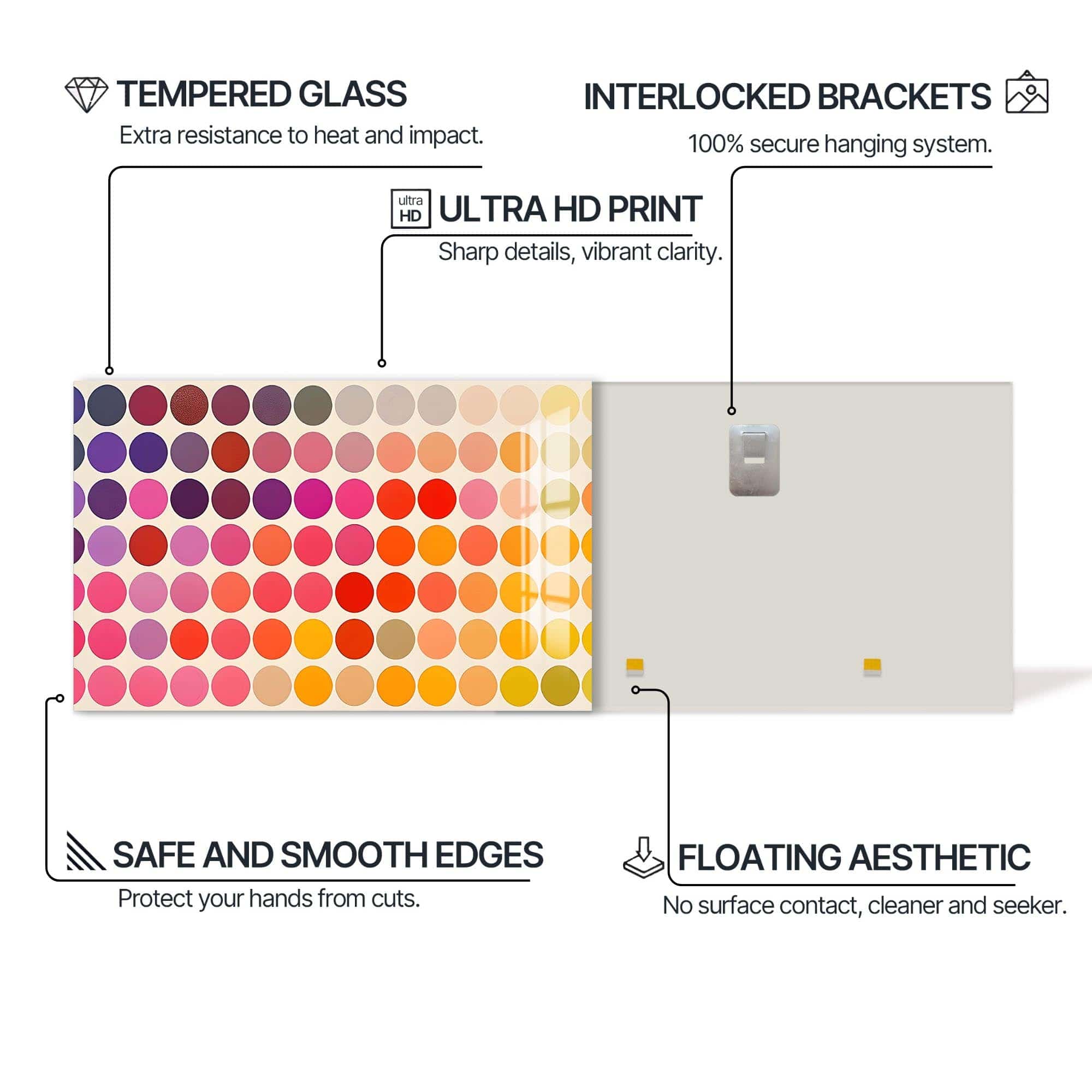 Artronauts Glass Print Colour Dot Grid- Abstract Tempered Glass Wall Art