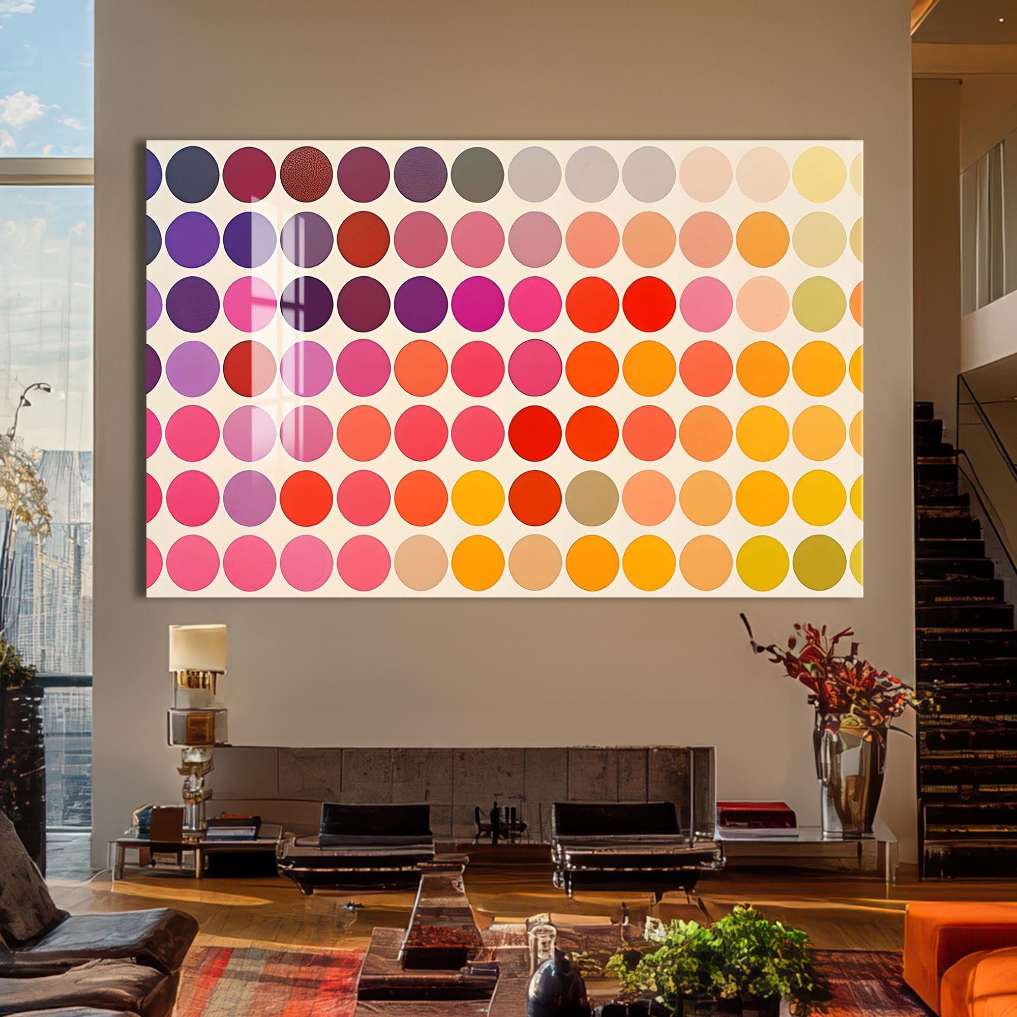 Artronauts Glass Print Colour Dot Grid- Abstract Tempered Glass Wall Art