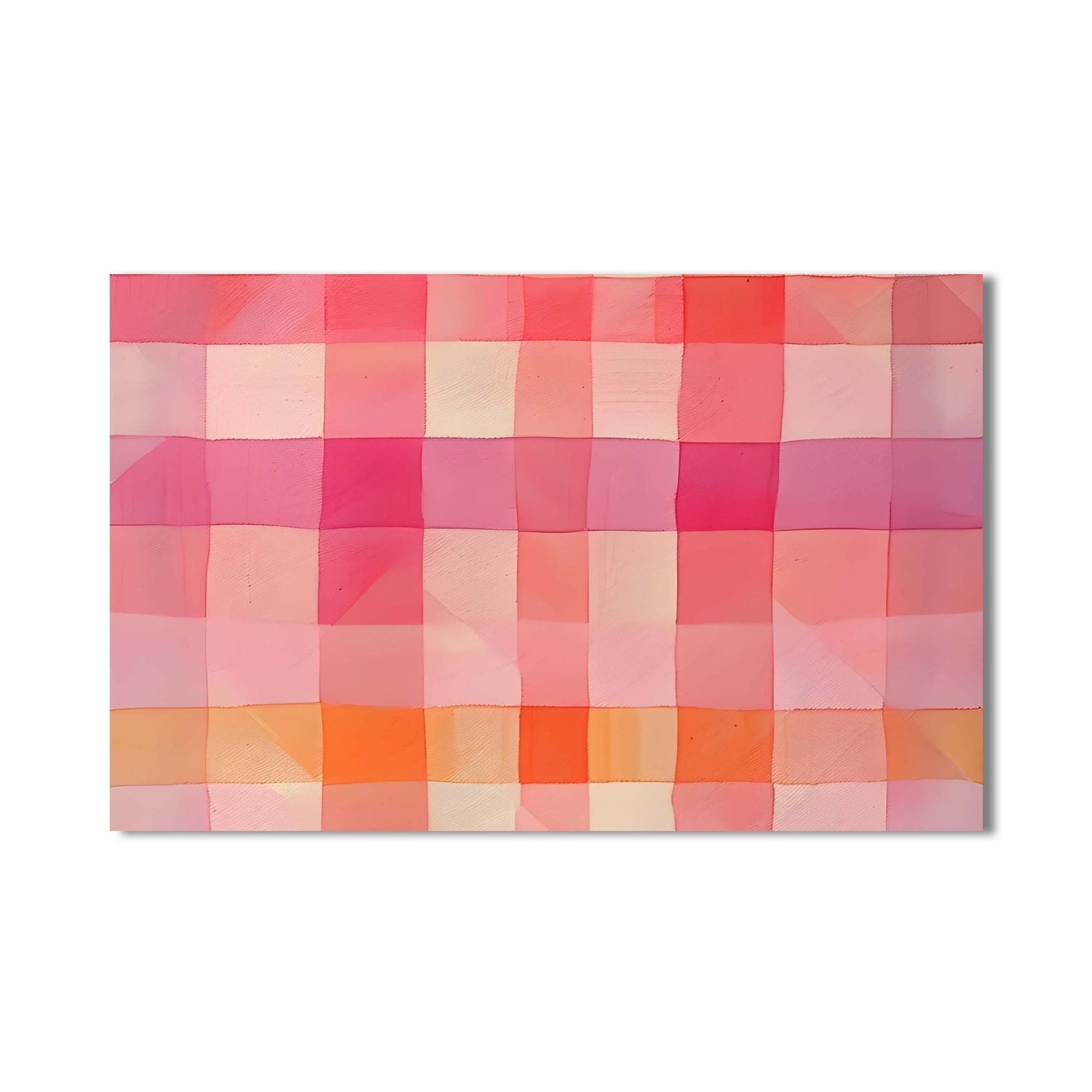 Artronauts Glass Print Pink Checked Abstract- Abstract Tempered Glass Wall Art