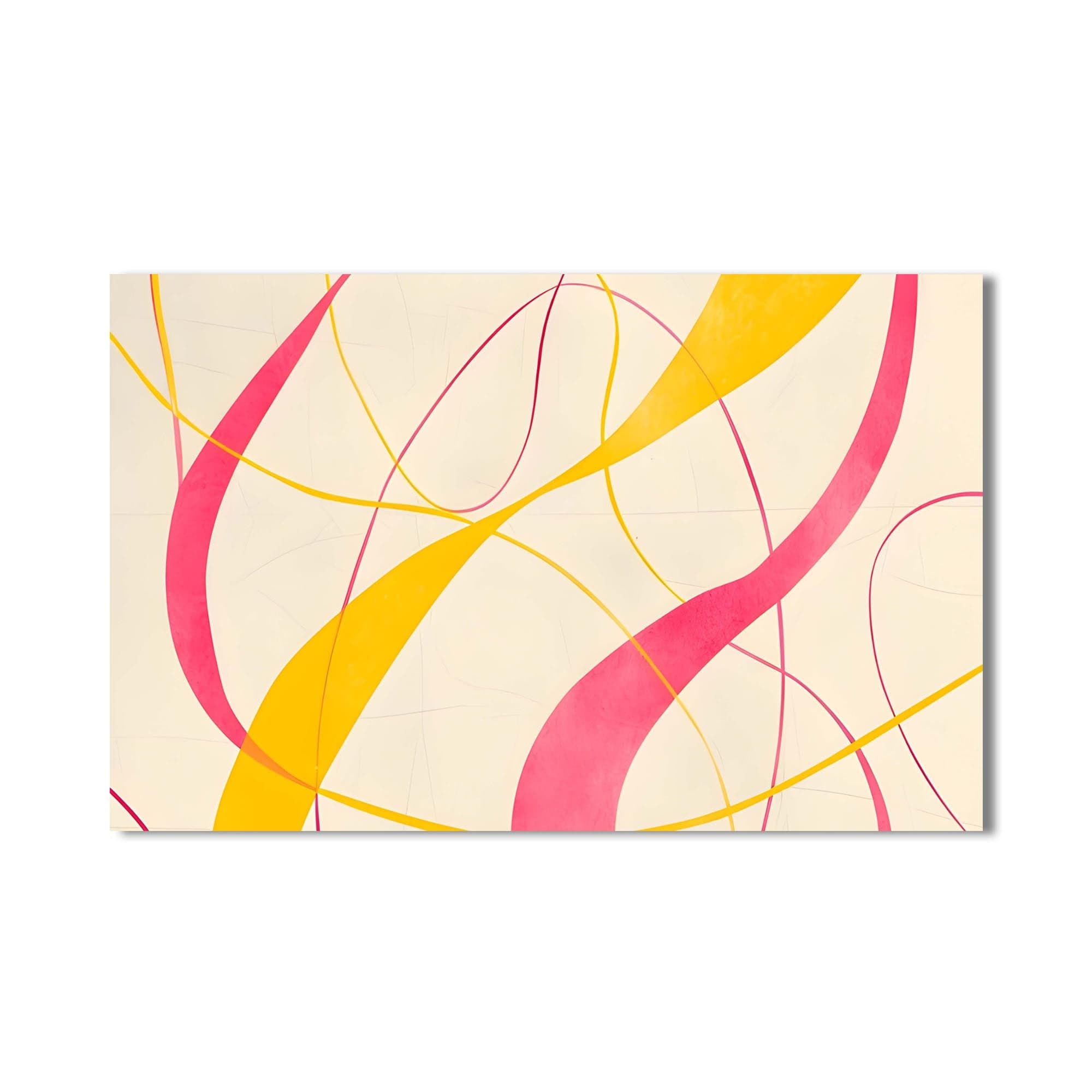 Artronauts Glass Print Yellow & Pink Flow Lines- Abstract Tempered Glass Wall Art