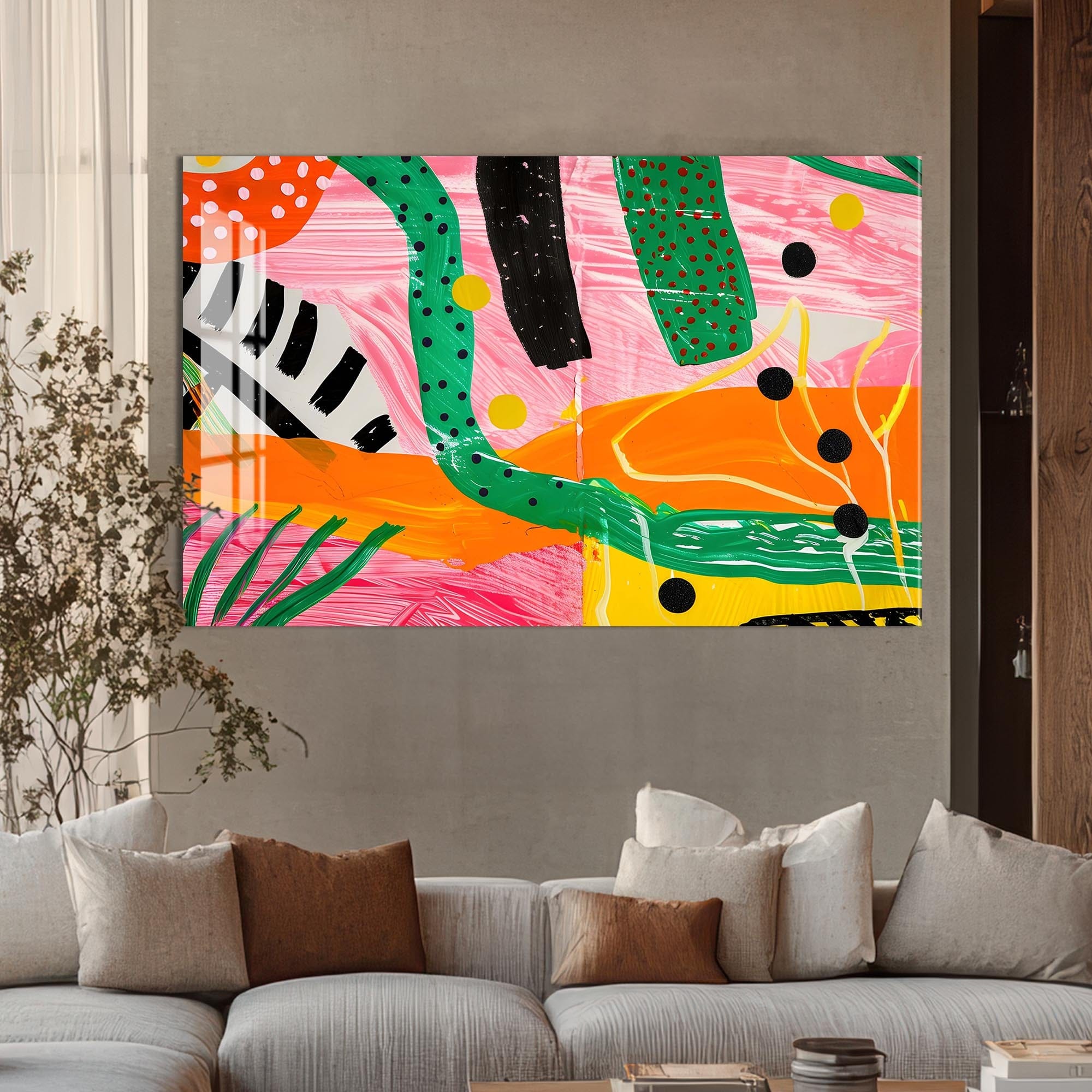 Artronauts Glass Print Bold Jungle Abstract-Abstract Tempered Glass Wall Art