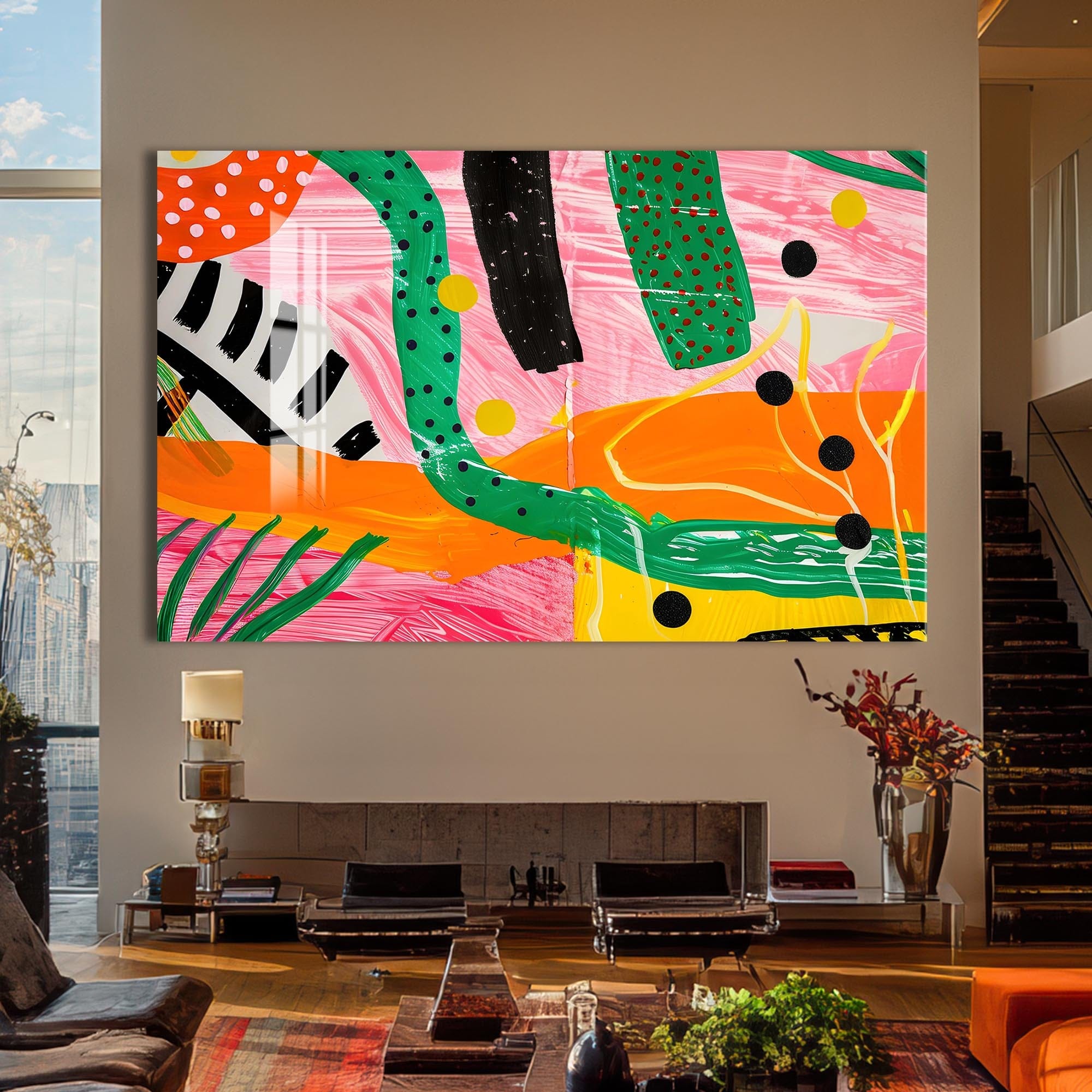 Artronauts Glass Print Bold Jungle Abstract-Abstract Tempered Glass Wall Art