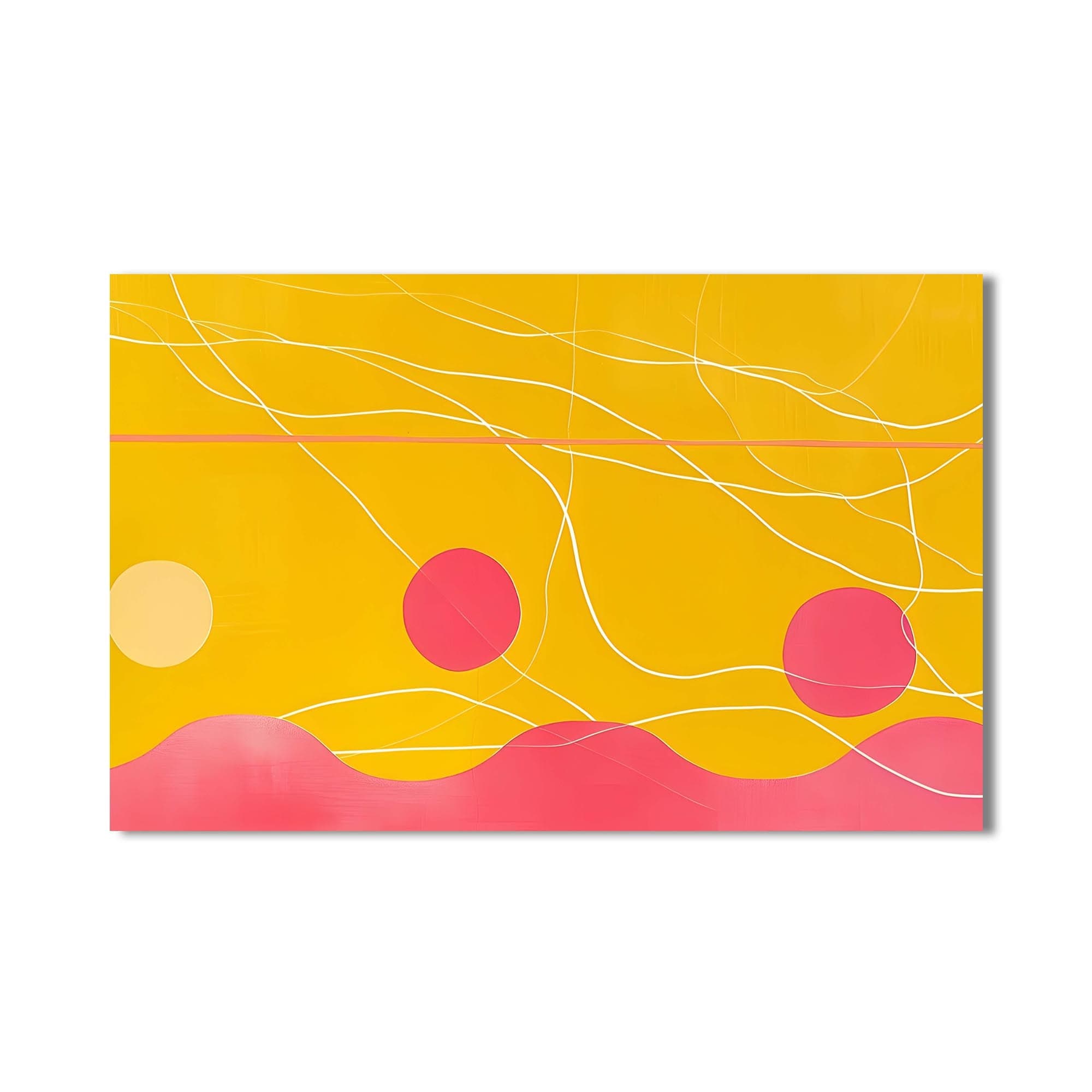 Artronauts Glass Print Yellow–Pink Abstract Waves- Abstract Tempered Glass Wall Art