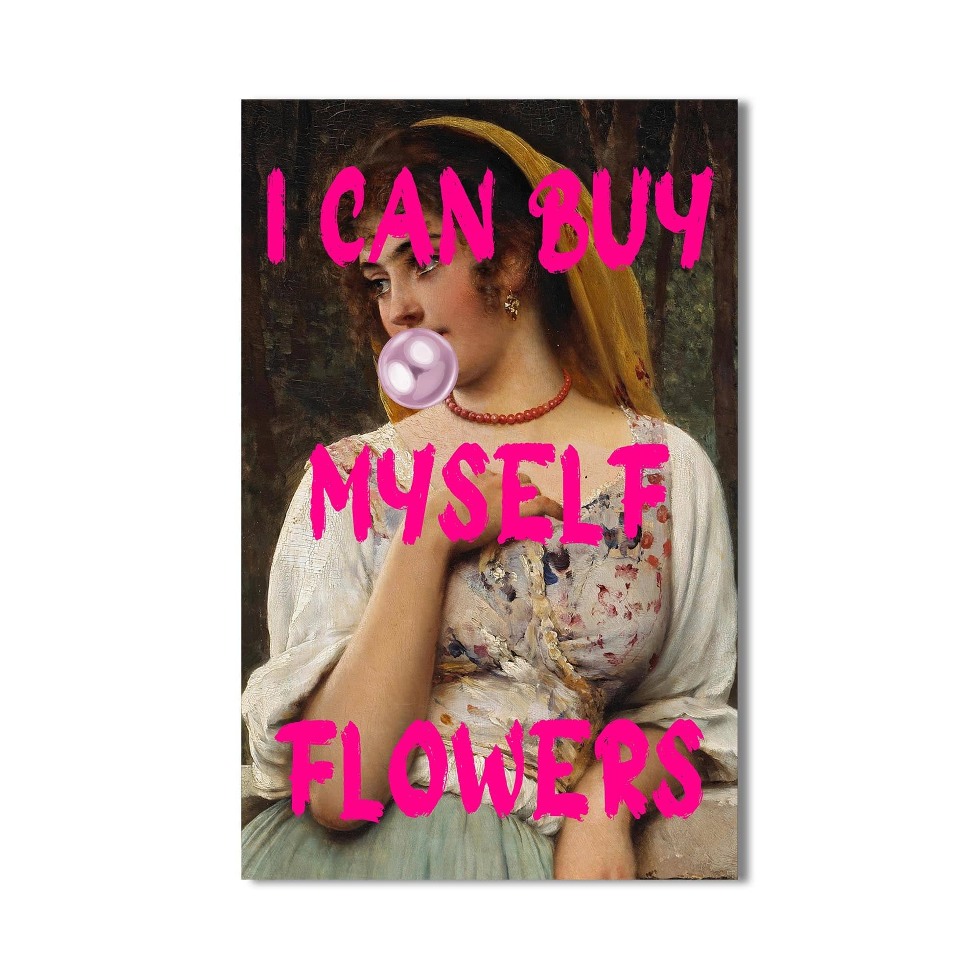 Artronauts Glass Print I Can Buy Myself Flowers - Tempered Glass Wall Art