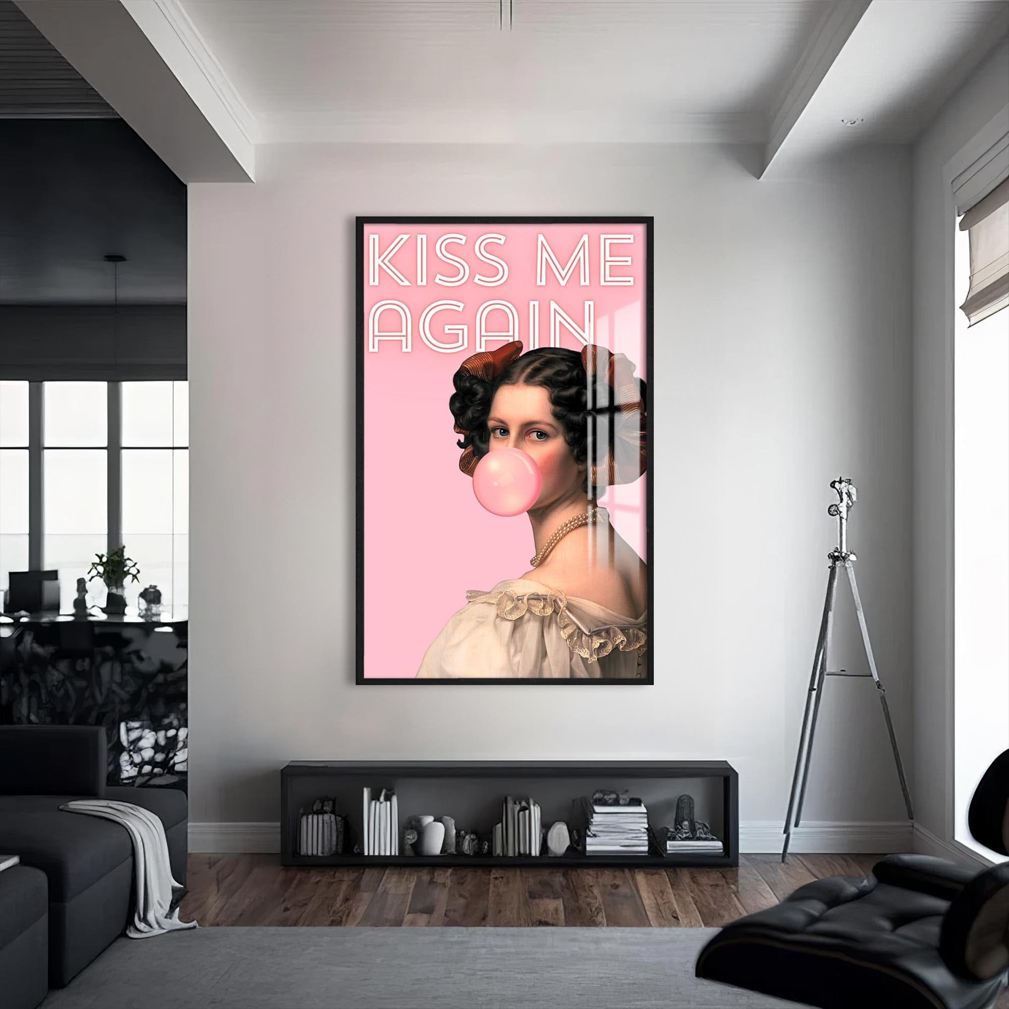 Artronauts Glass Print S | 72x46 cm | 28.3"x18.1" / Black Kiss Me Again - Tempered Glass Wall Art