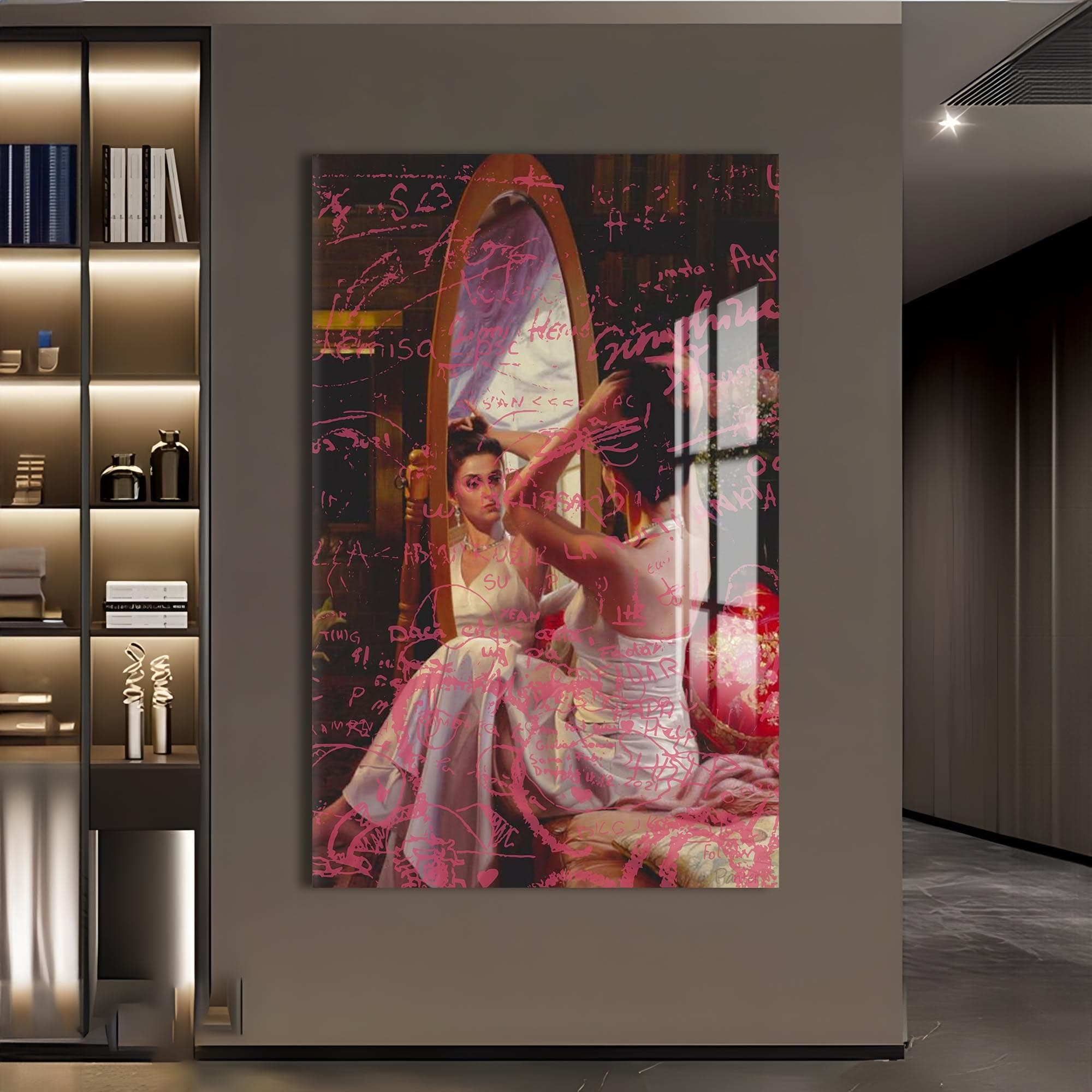 Artronauts Glass Print Pink Mirror Notes - Tempered Glass Wall Art
