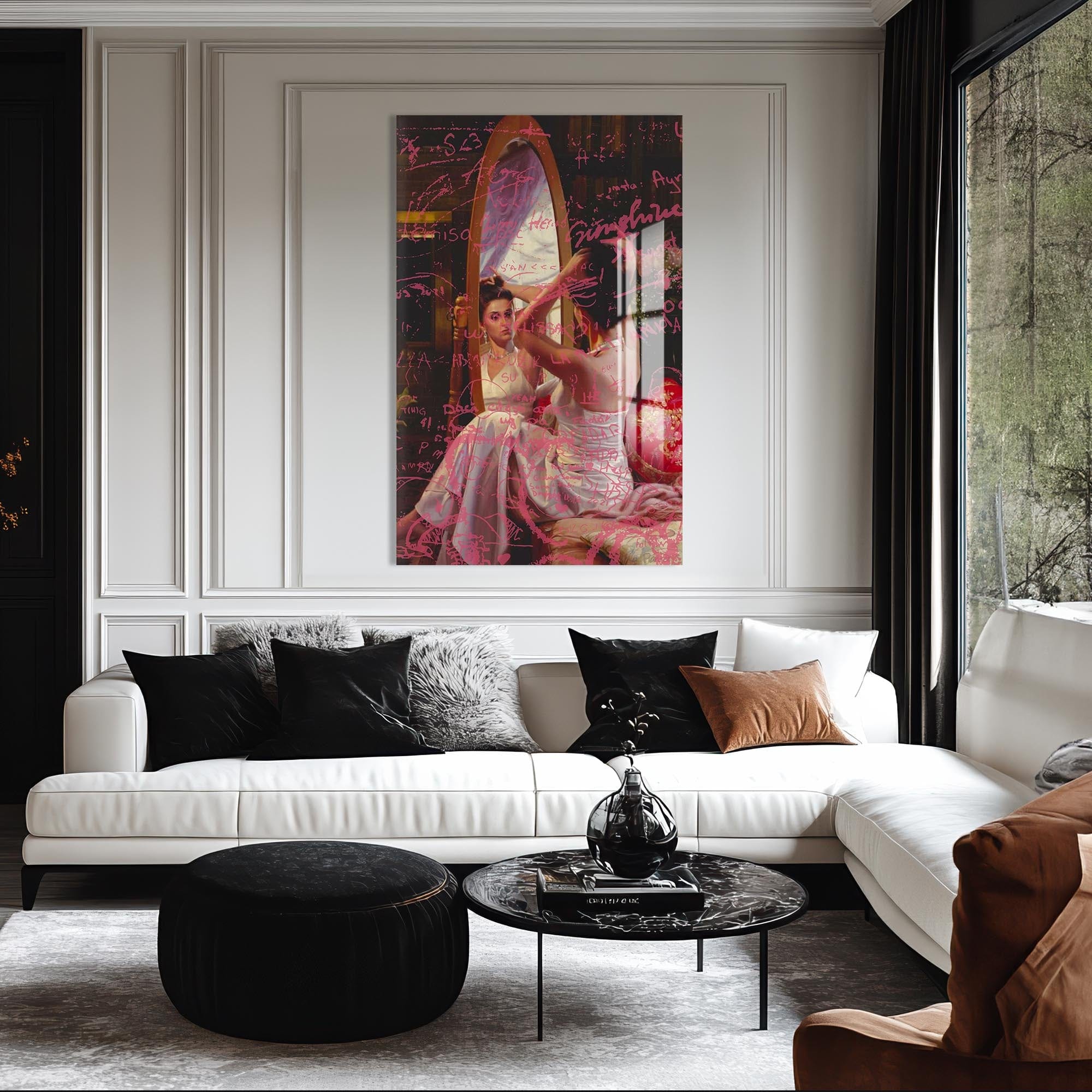 Artronauts Glass Print Pink Mirror Notes - Tempered Glass Wall Art