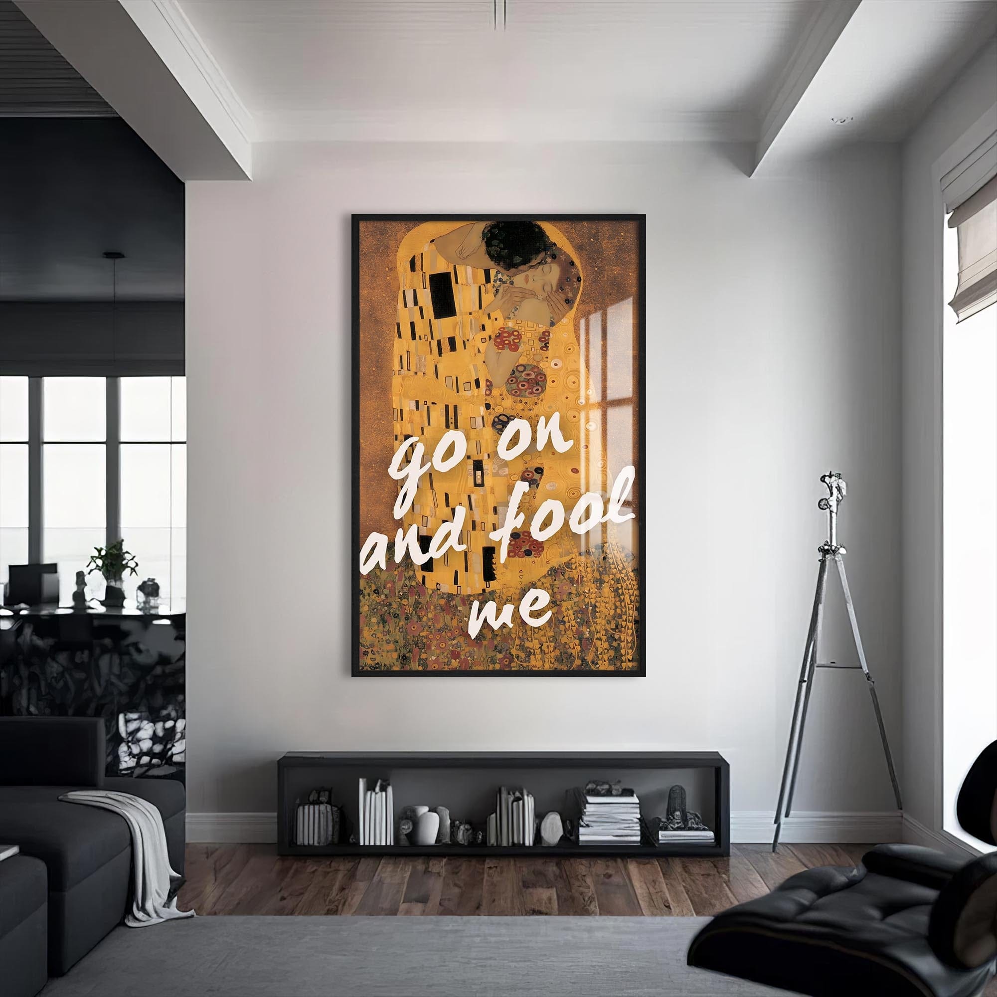 Artronauts Glass Print S | 72x46 cm | 28.3"x18.1" / Black Go On Look Me - Tempered Glass Wall Art