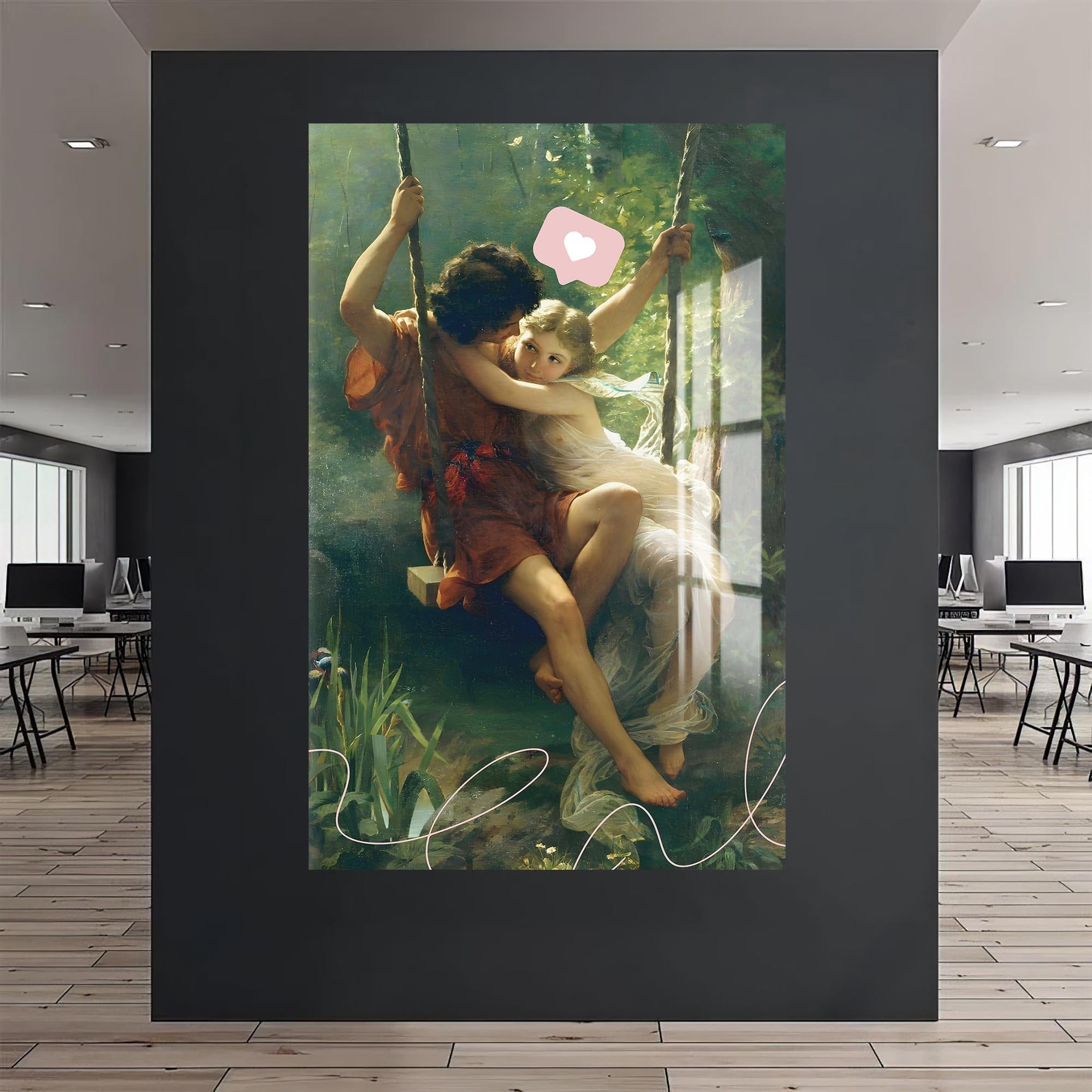 Artronauts Glass Print Vintage Swing Romance - Tempered Glass Wall Art
