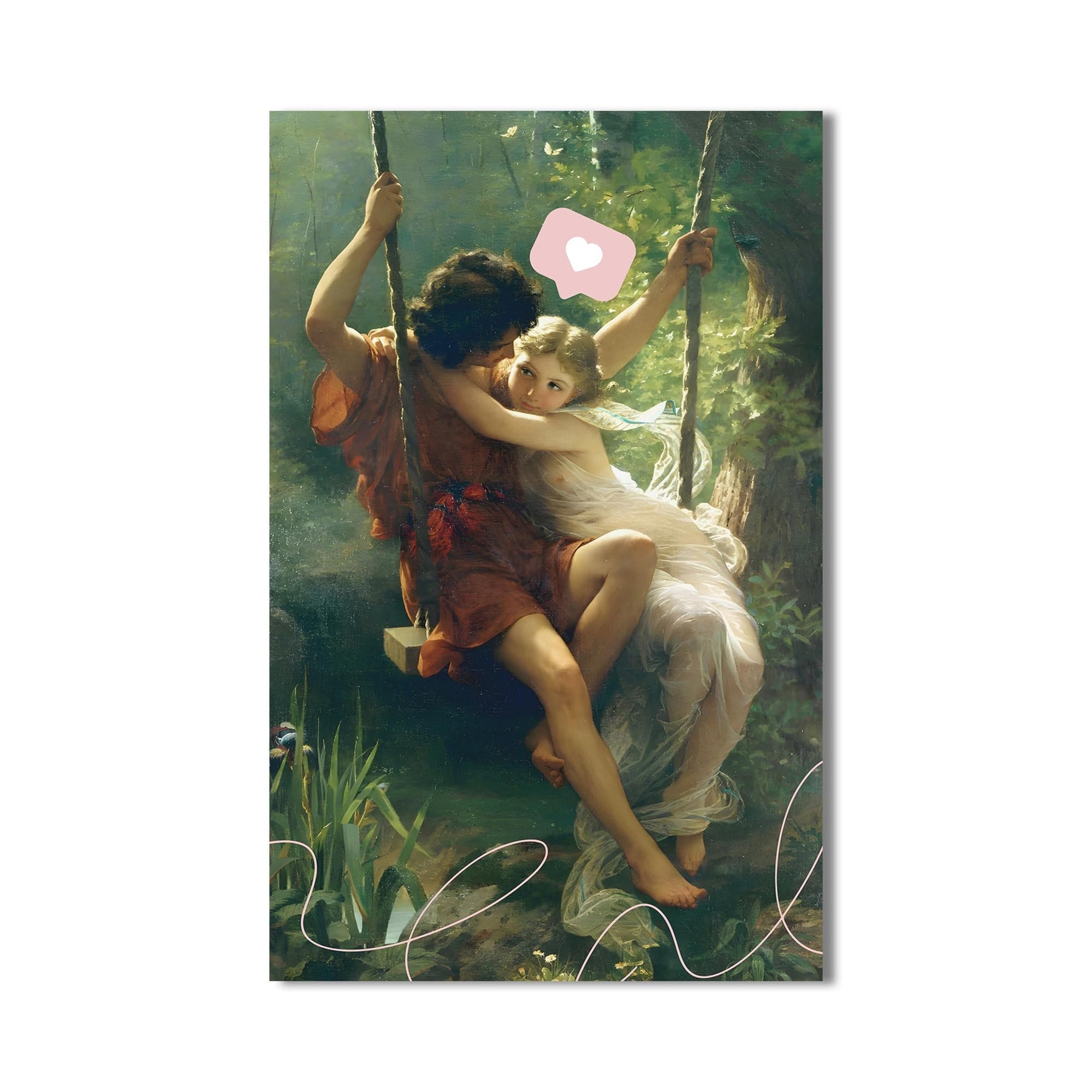Artronauts Glass Print Vintage Swing Romance - Tempered Glass Wall Art
